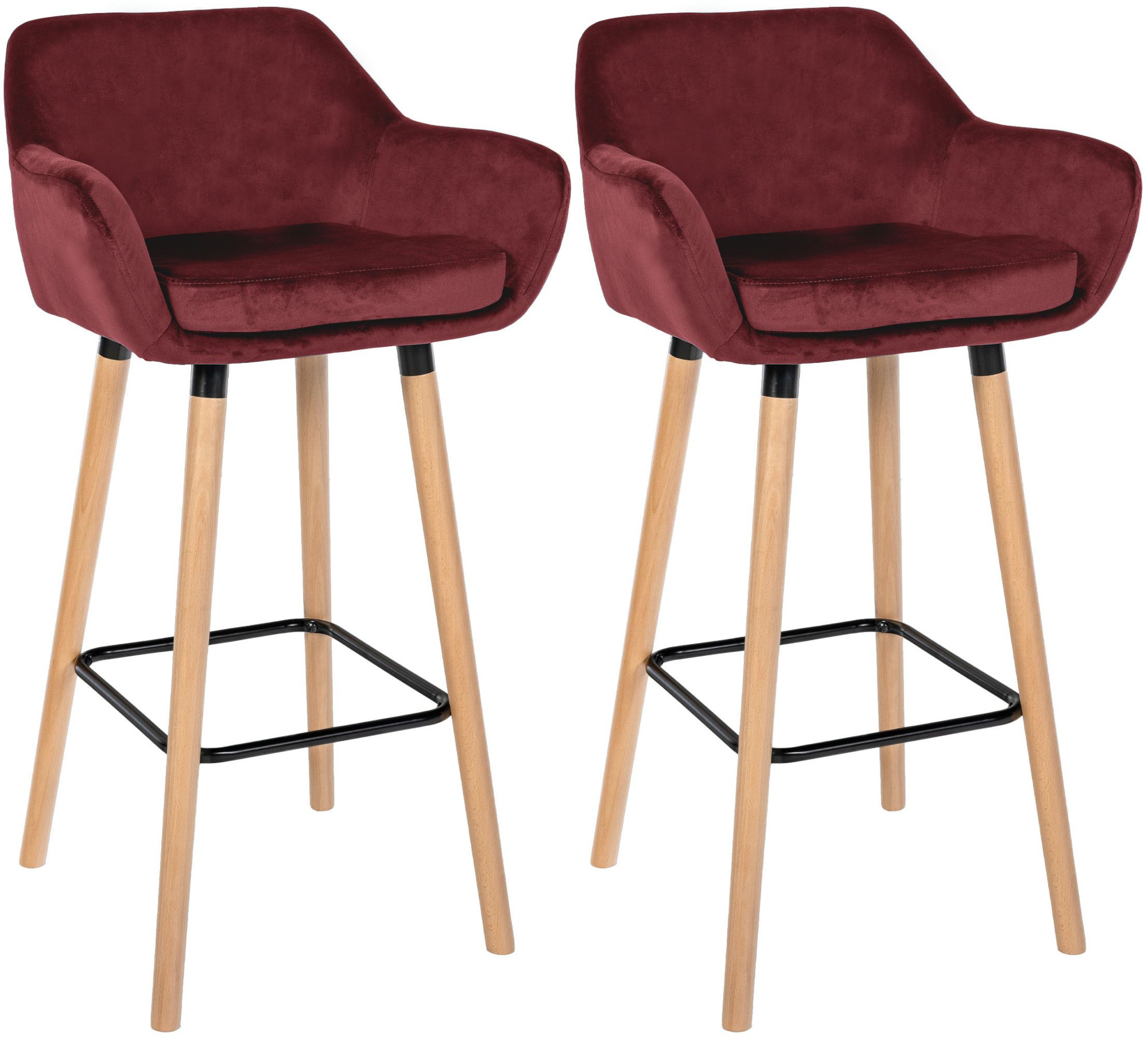 2er Set Barhocker Grant Samt, rot