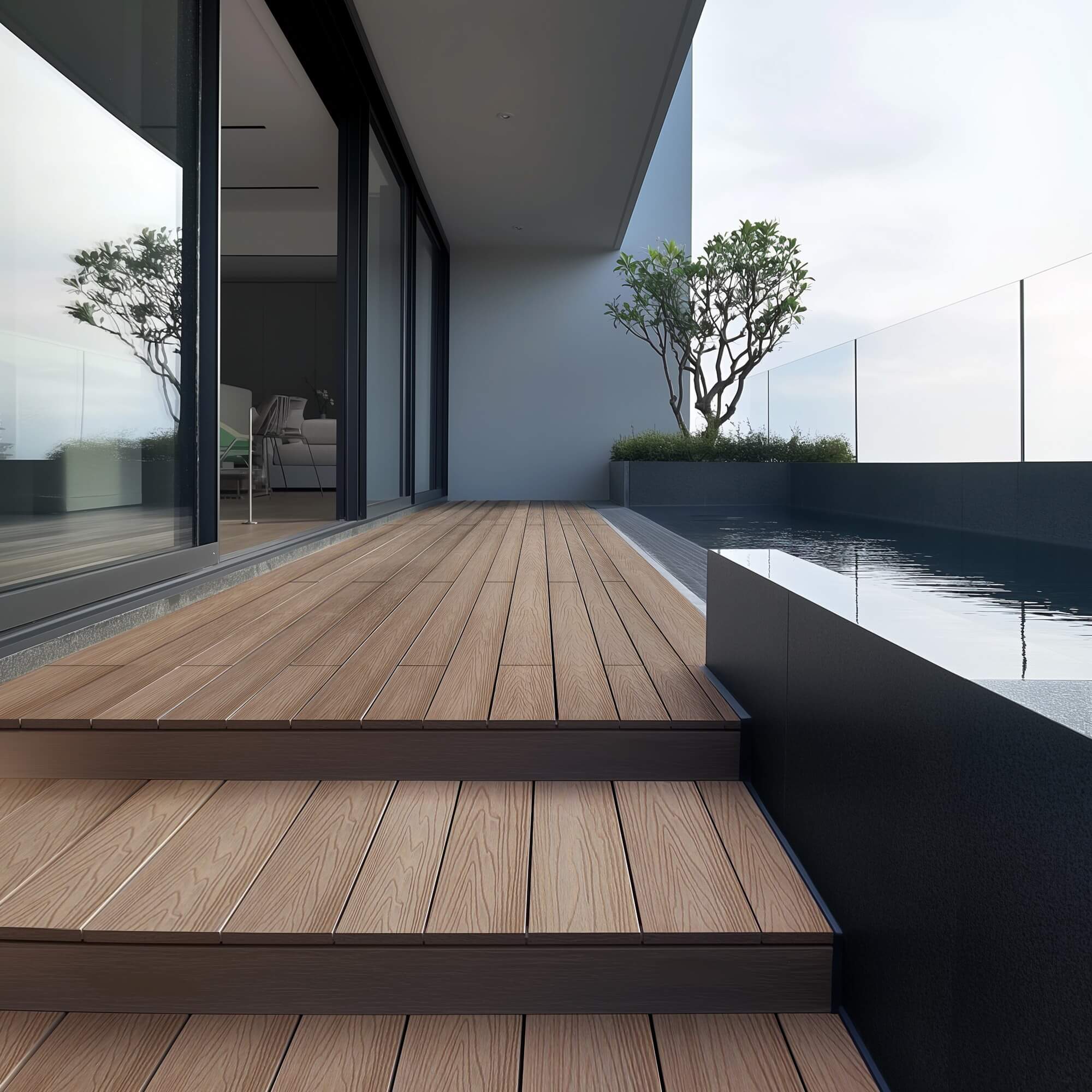 WPC Terrassendielen SAMANA PREMIUM Komplettset (inkl. Unterkonstruktion) - Teak 30m²