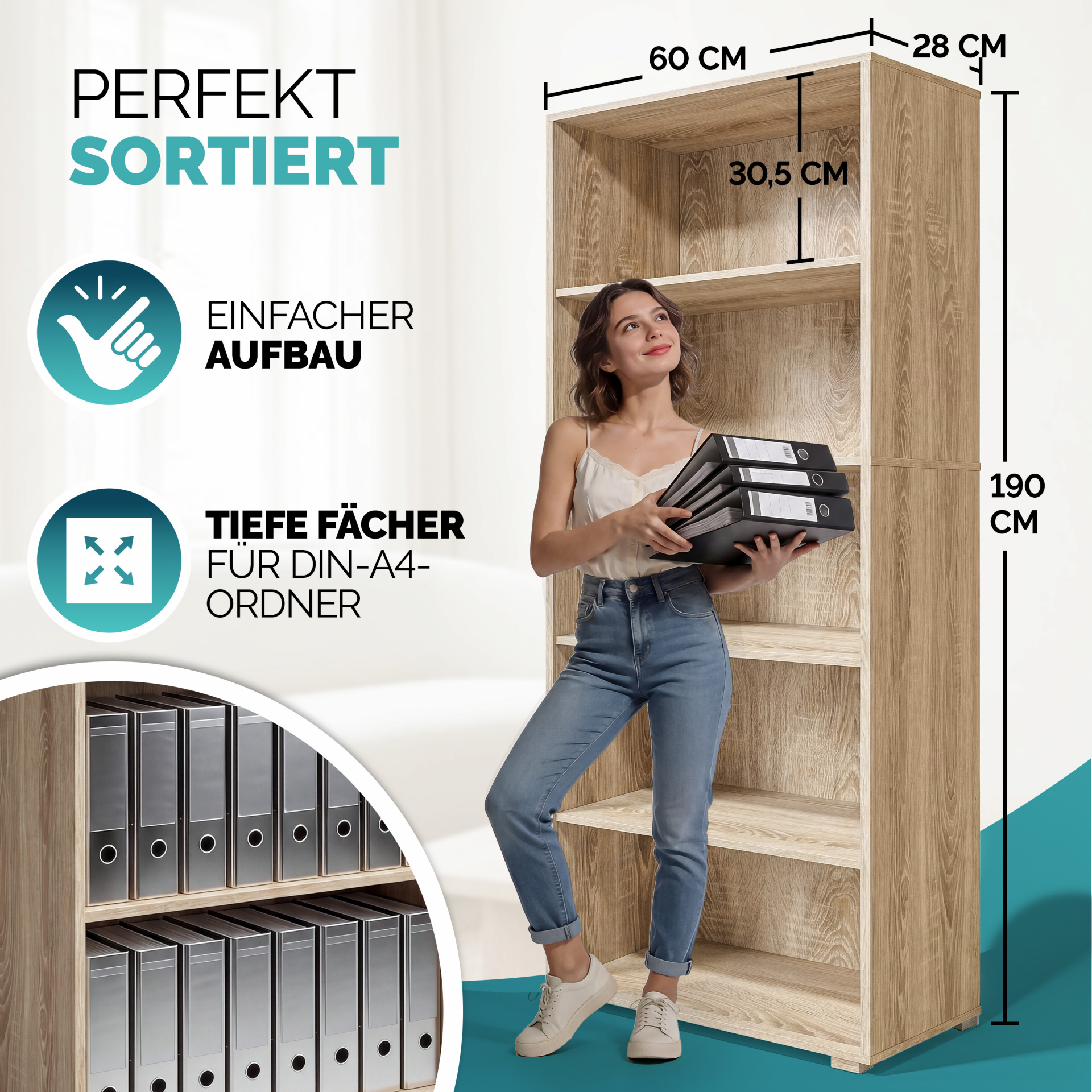 Bücherregal Vela Eiche 5 Fächer