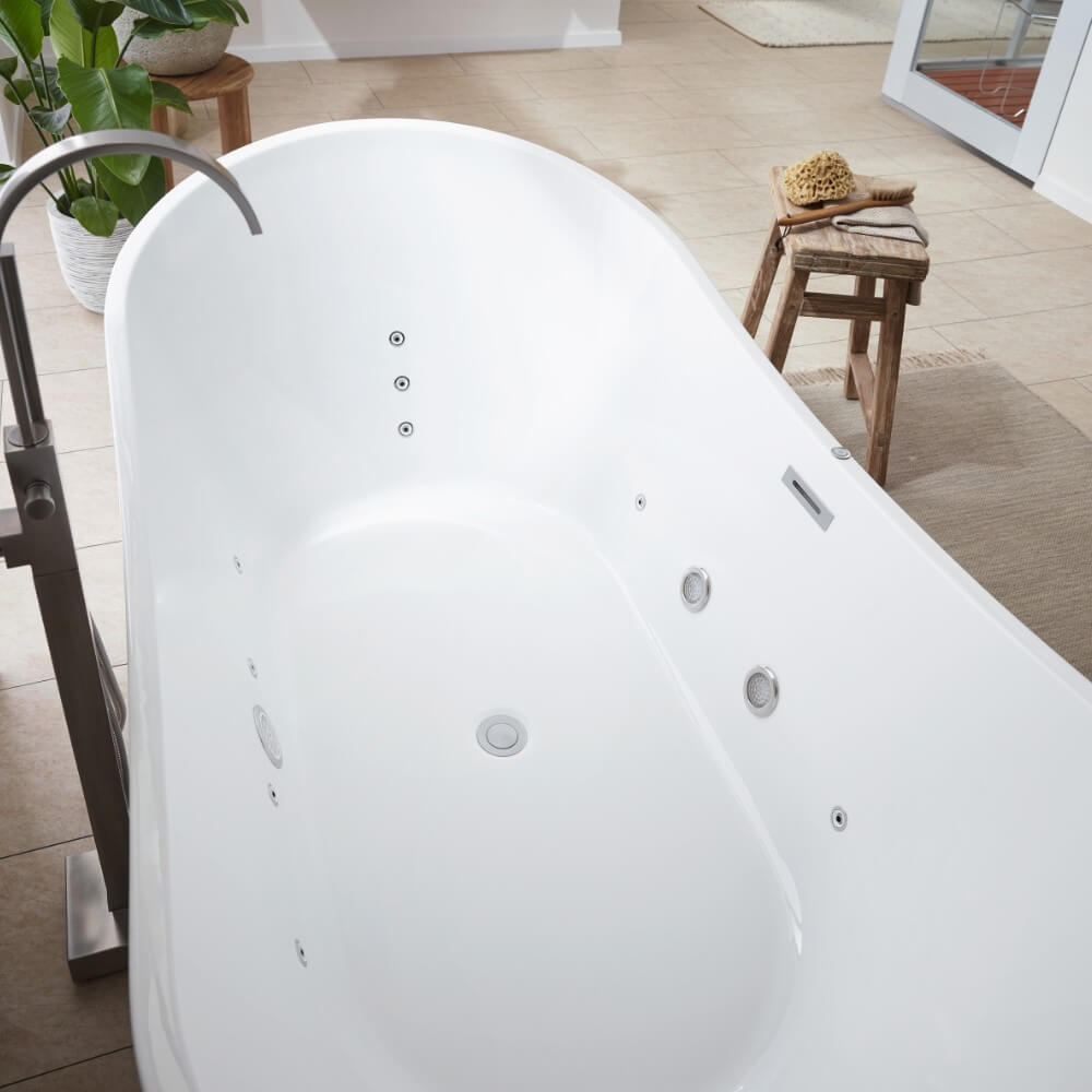 Freistehende Badewanne mit Whirlpoolfunktion OVALO PLUS - 180 x 90 cm