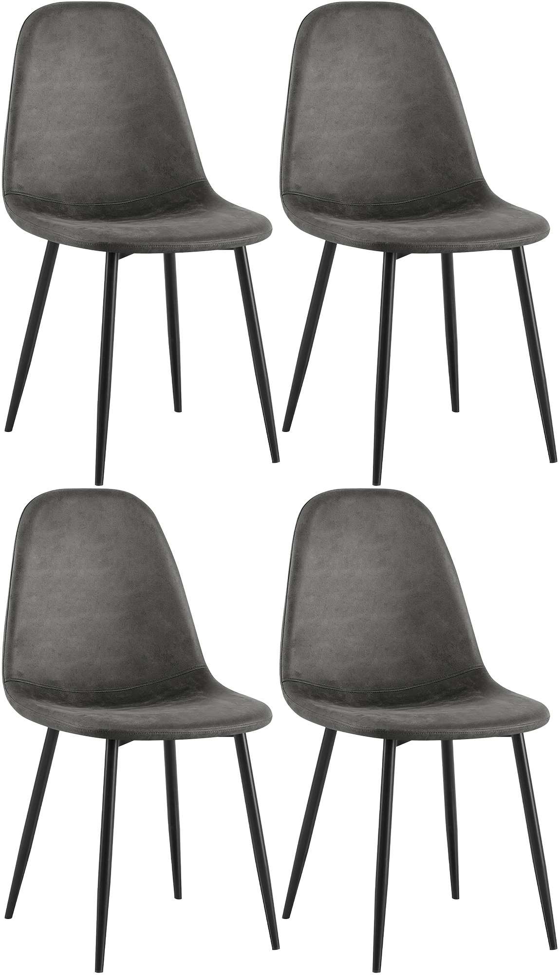 4er Set Esszimmerstühle Napier Kunstleder, schwarz