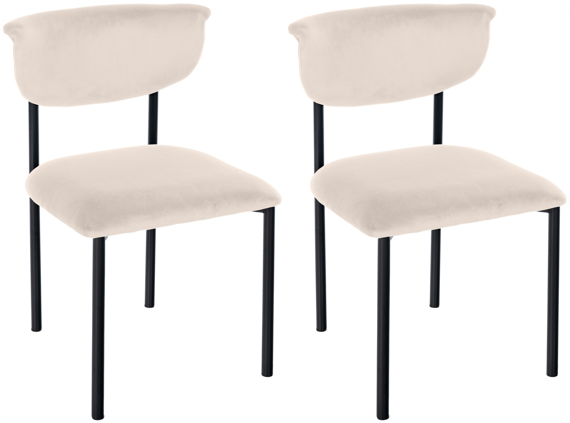 2er Set Besucherstuhl Gambell Samt, creme