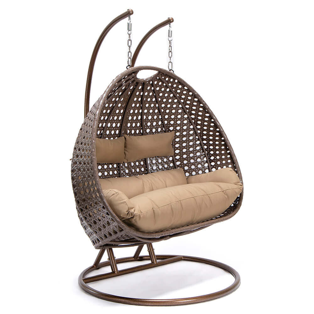 Polyrattan Hängesessel mit Regenabdeckung TWIN - Braun für 2 Personen