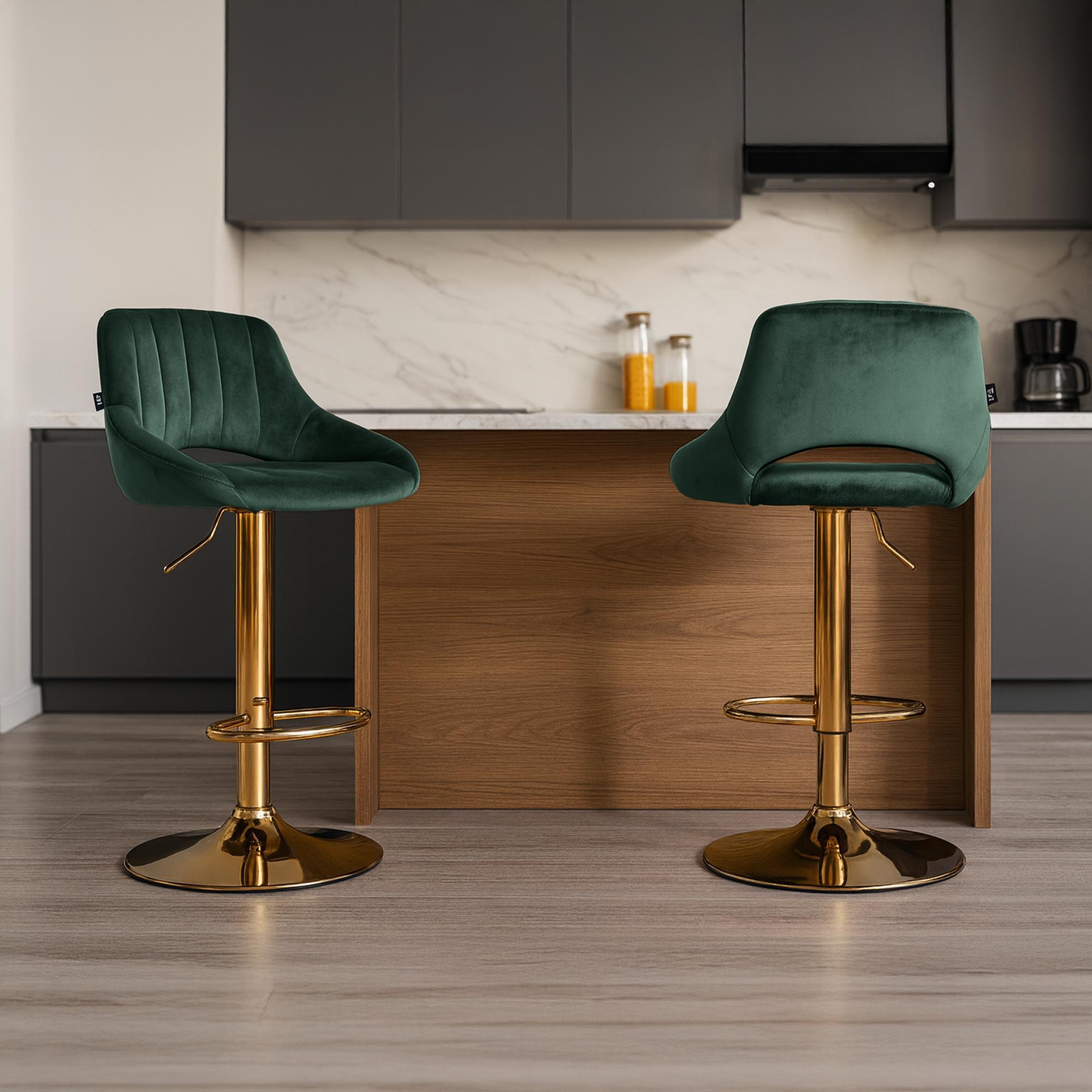 Barhocker Milet Samt gold, grün
