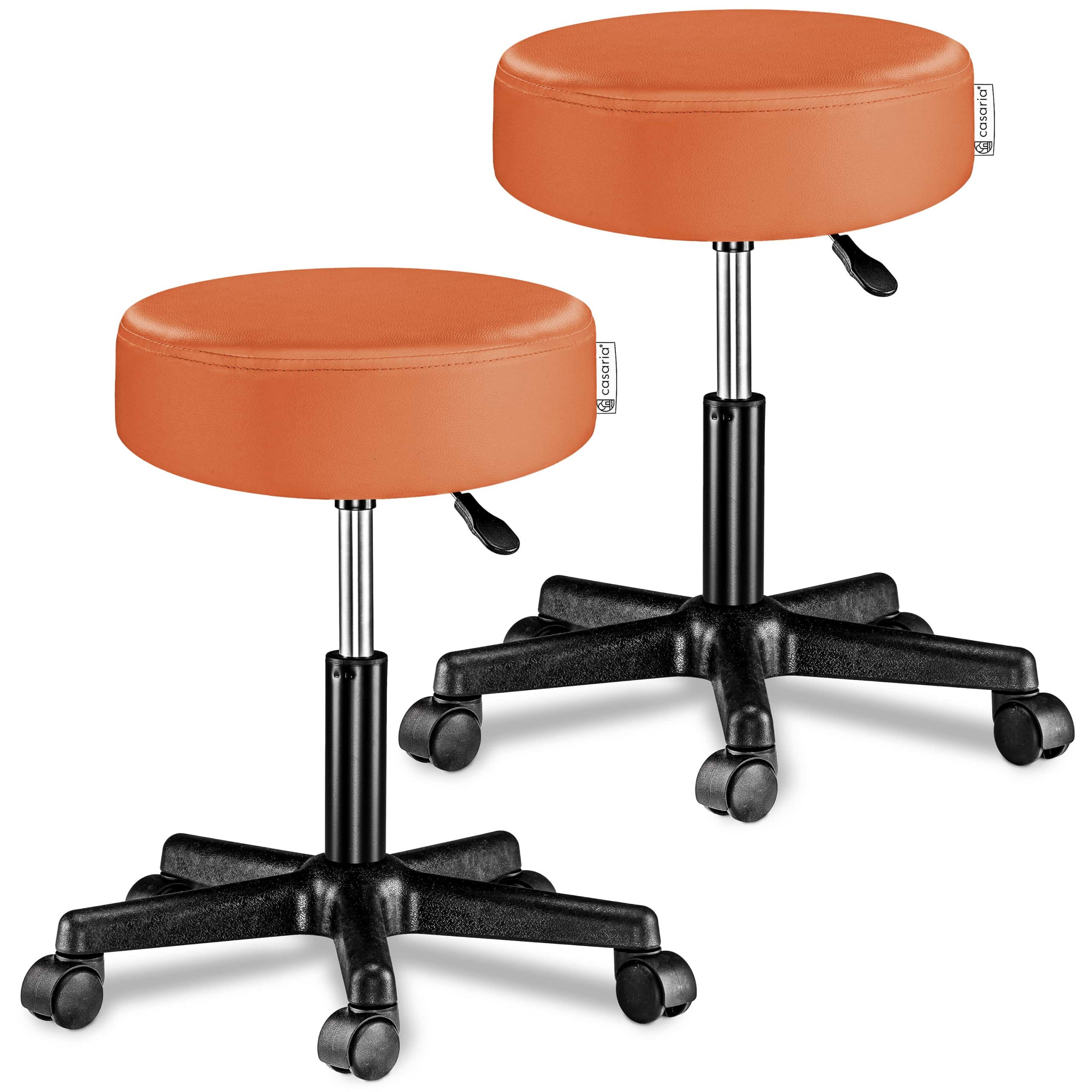 Rollhocker Kunstleder 2er-Set Orange 360° drehbar