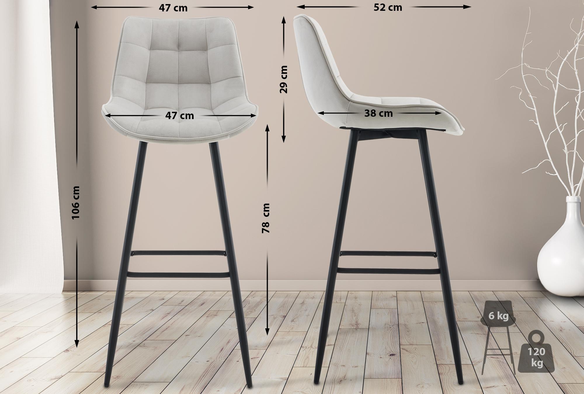 Barhocker Dartford Samt, grau