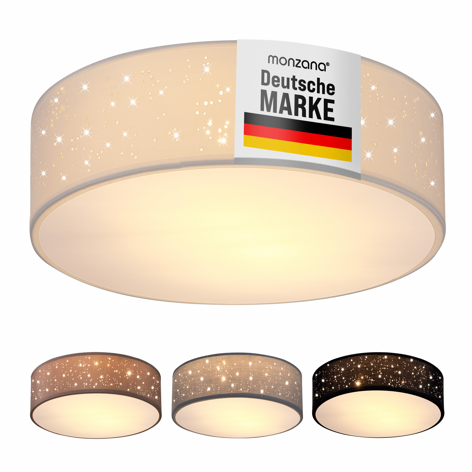 Deckenlampe Weiß Stoff Ø30cm Sternenhimmel