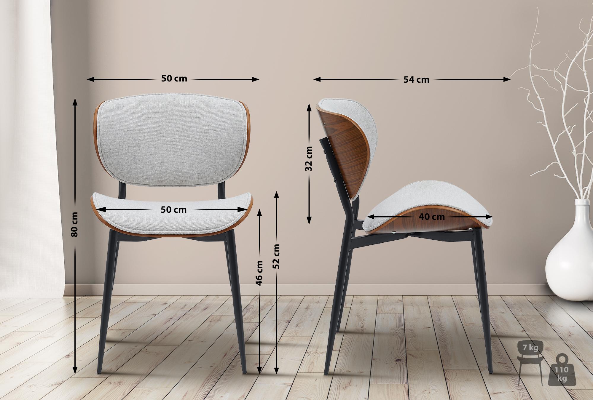 Besucherstuhl Enid Stoff, walnuss/creme