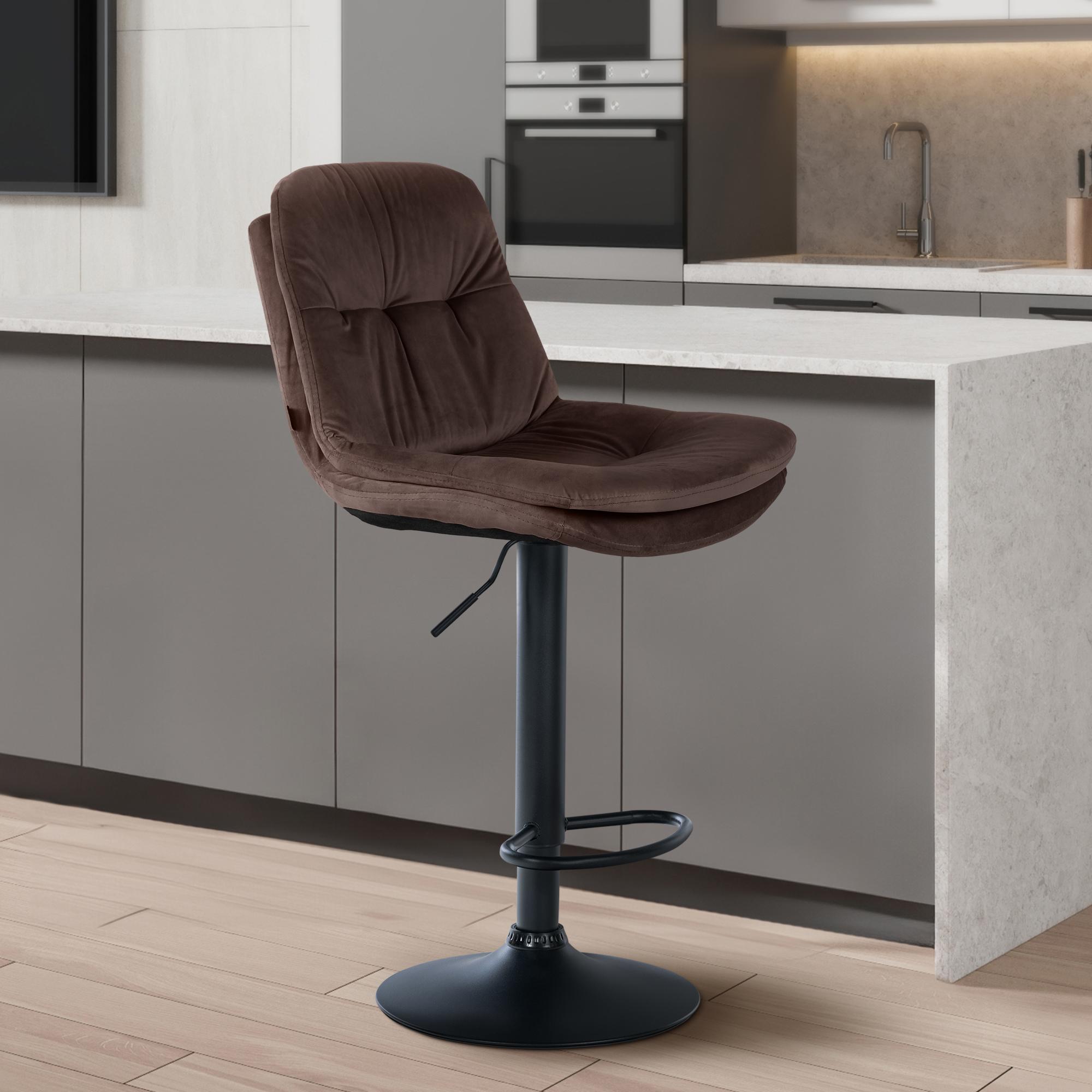 Barhocker Laurel Samt schwarz, braun