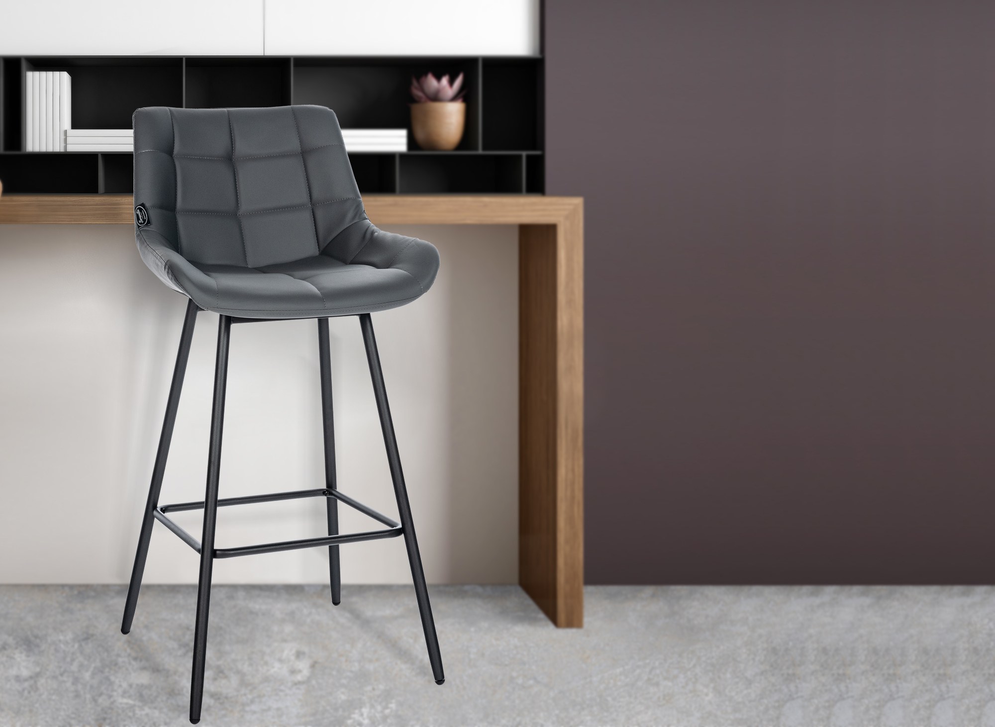 Barhocker Weston Kunstleder, grau