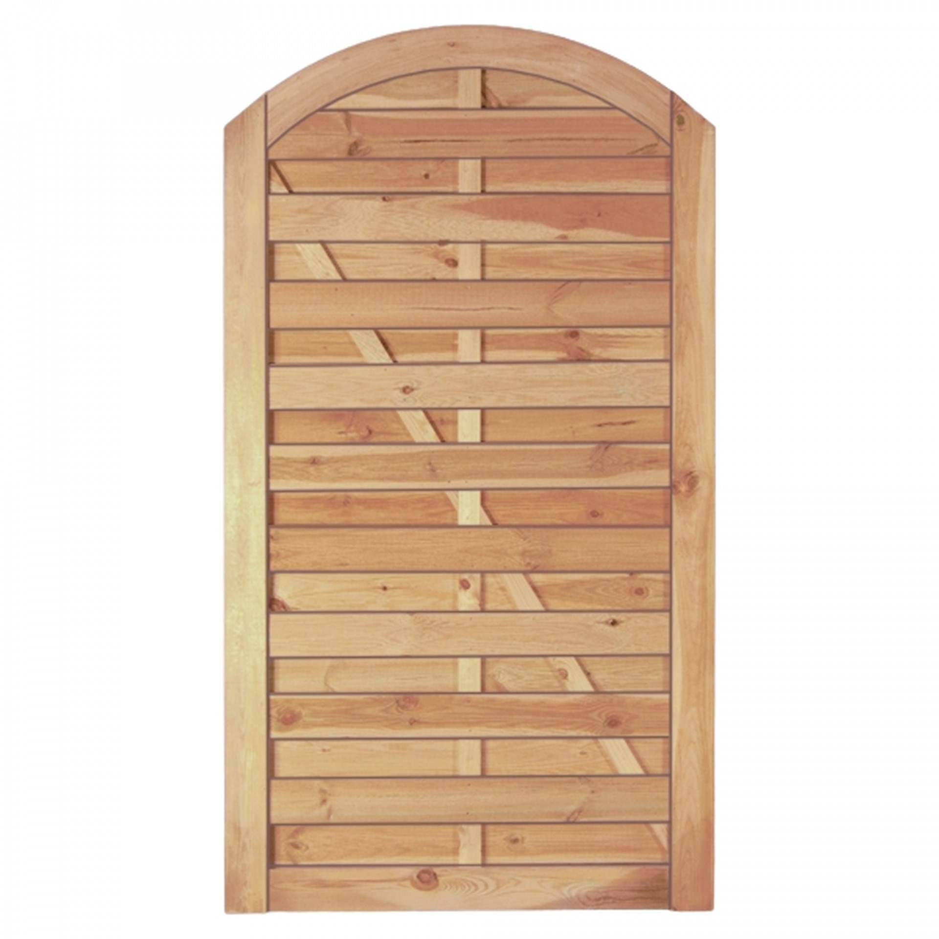 Maxi-Bogen Tor 100 x 180/160 cm, Rahmen 45/90 mm, ohne Beschlag, kdi grün, Lamellen geriffelt & geschraubt