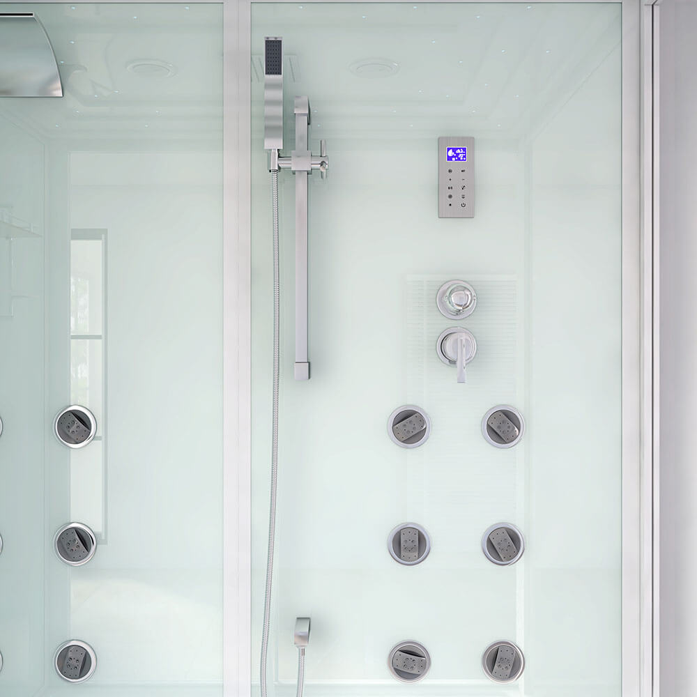 Dampfdusche mit Wasserfall und LED-Beleuchtung DESIGN XL - 180 x 130 cm