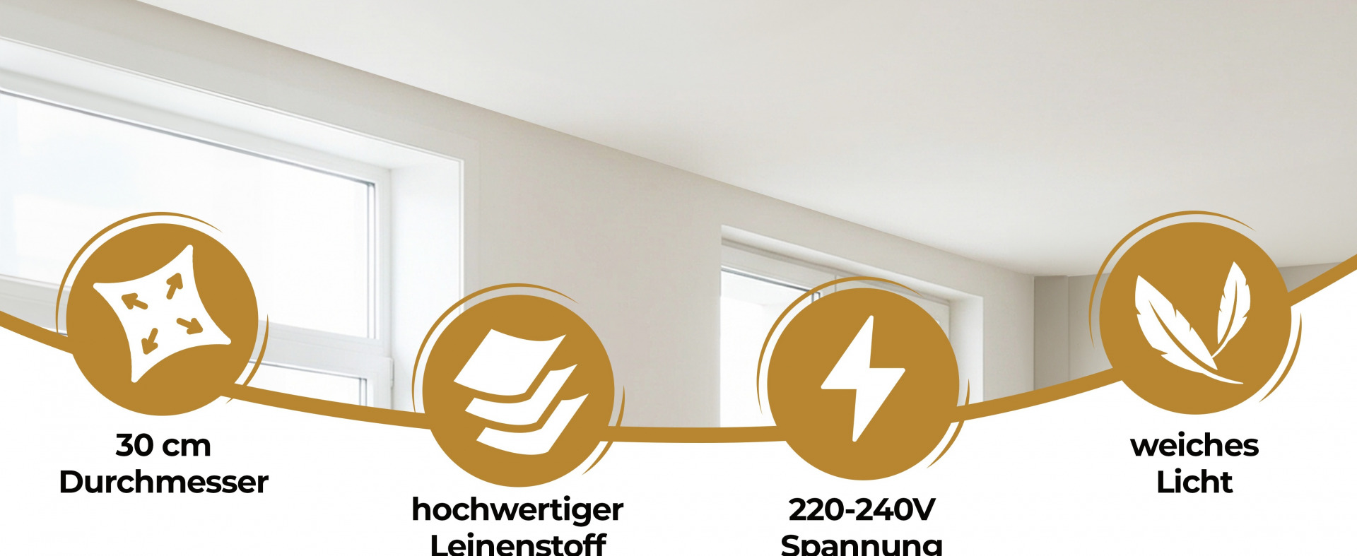Deckenlampe Schwarz Stoff Ø30cm Sternenhimmel