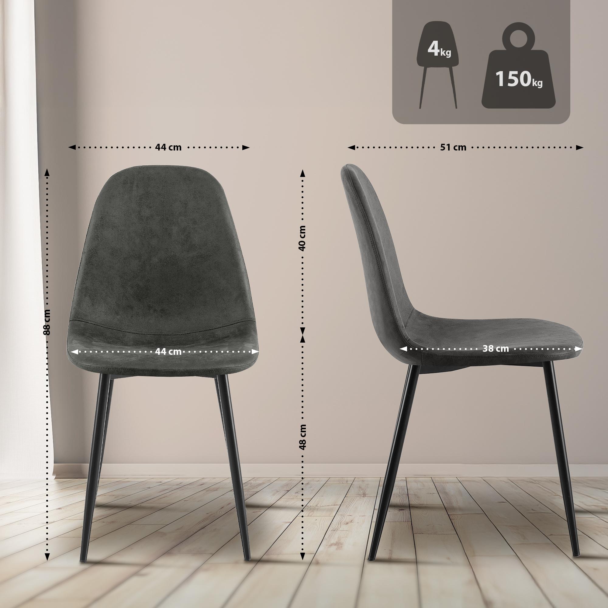 4er Set Esszimmerstühle Napier Kunstleder, schwarz