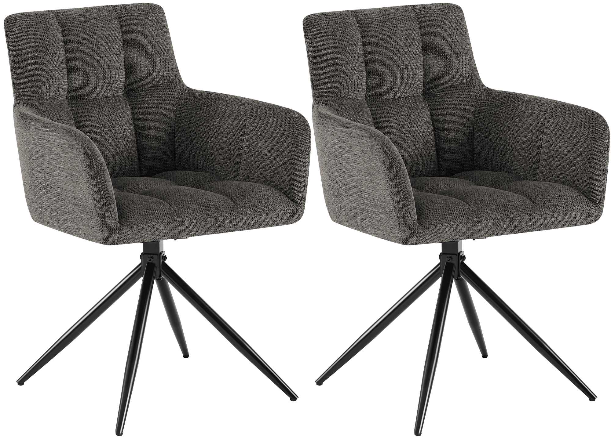 2er Set Esszimmerstuhl Jonah Stoff, dunkelgrau
