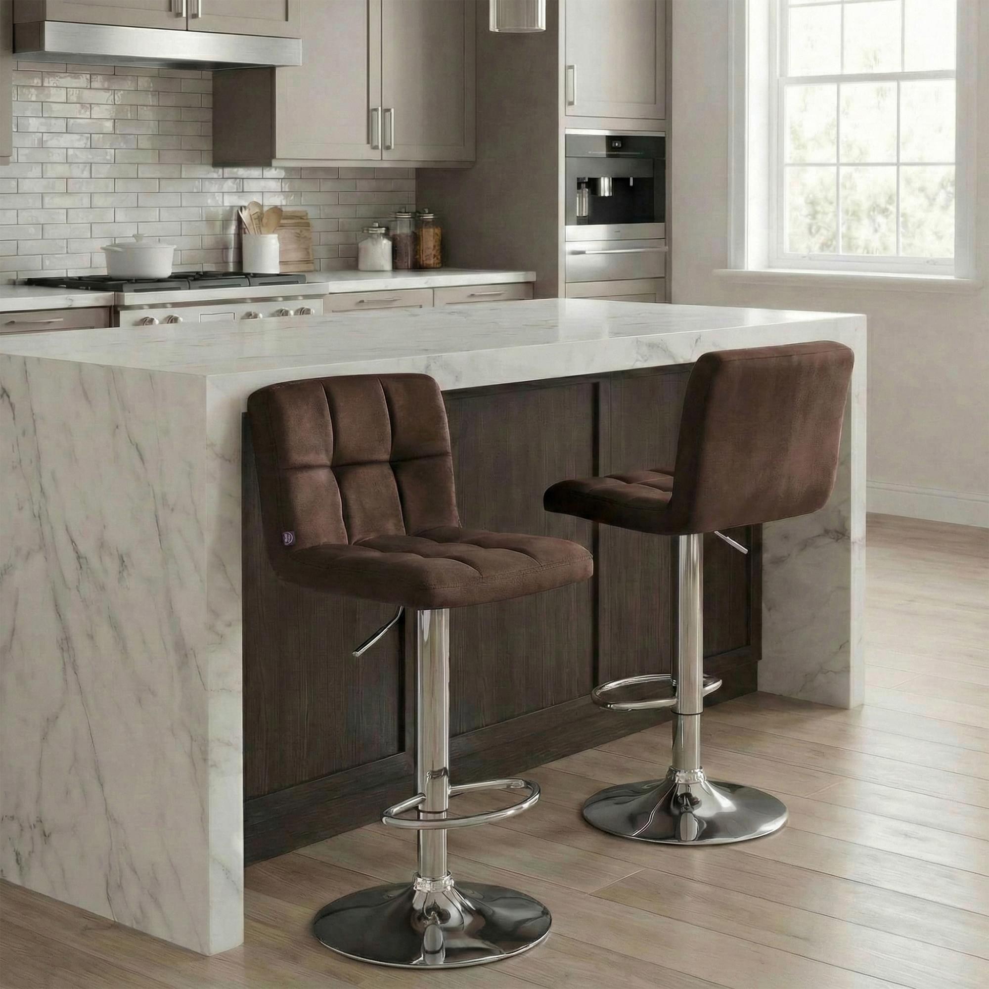 Barhocker Peru Samt chrom, braun