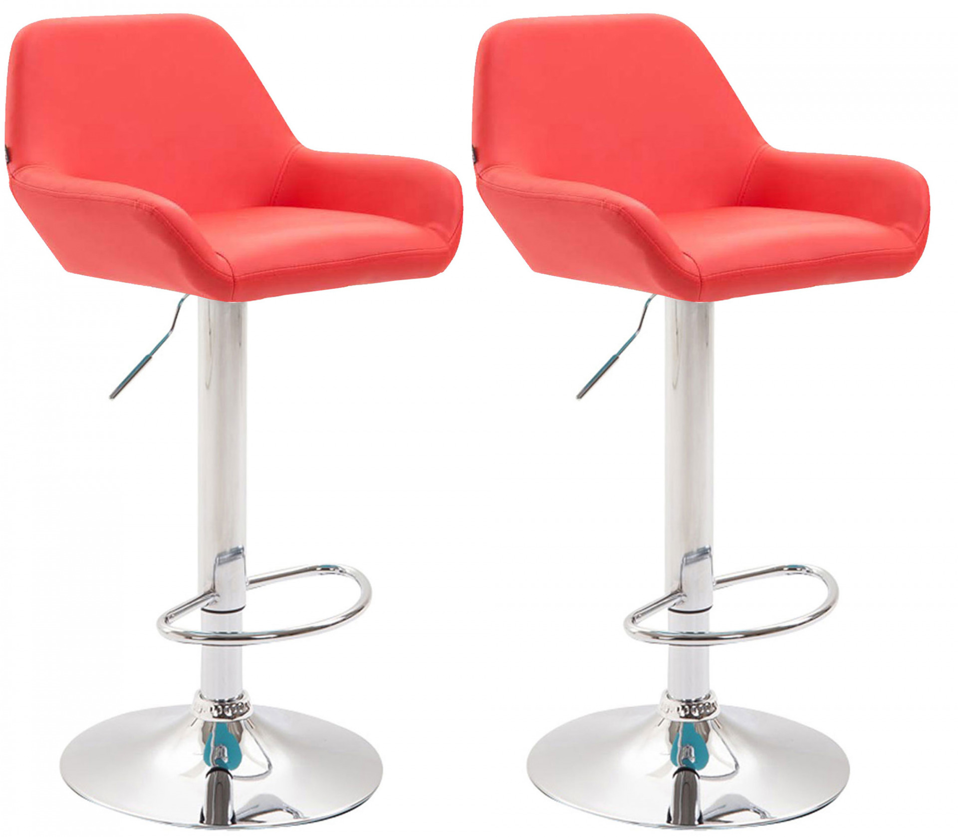 2er Set Barhocker Braga Kunstleder chrom, rot