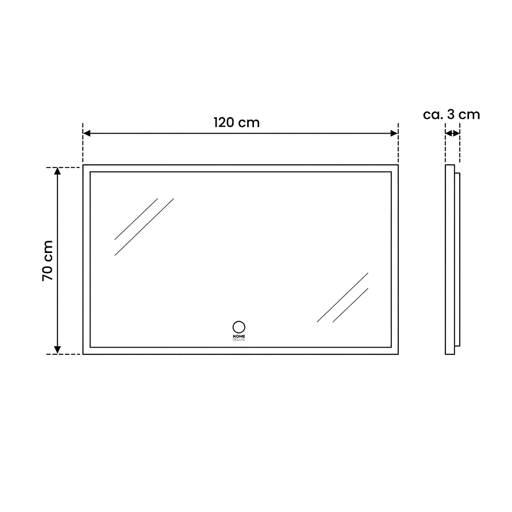 LED-Spiegel Rechteckig NOLA – 120 x 70 cm