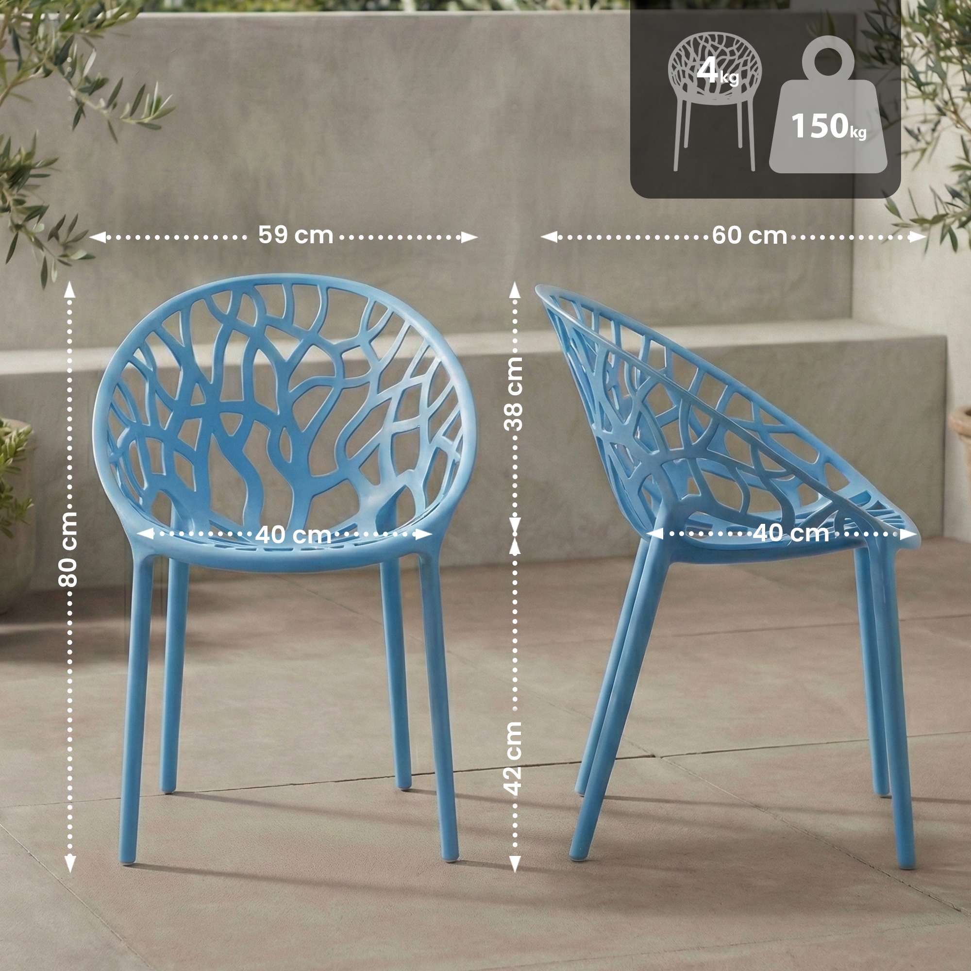 4er Set Stuhl Hope, blau