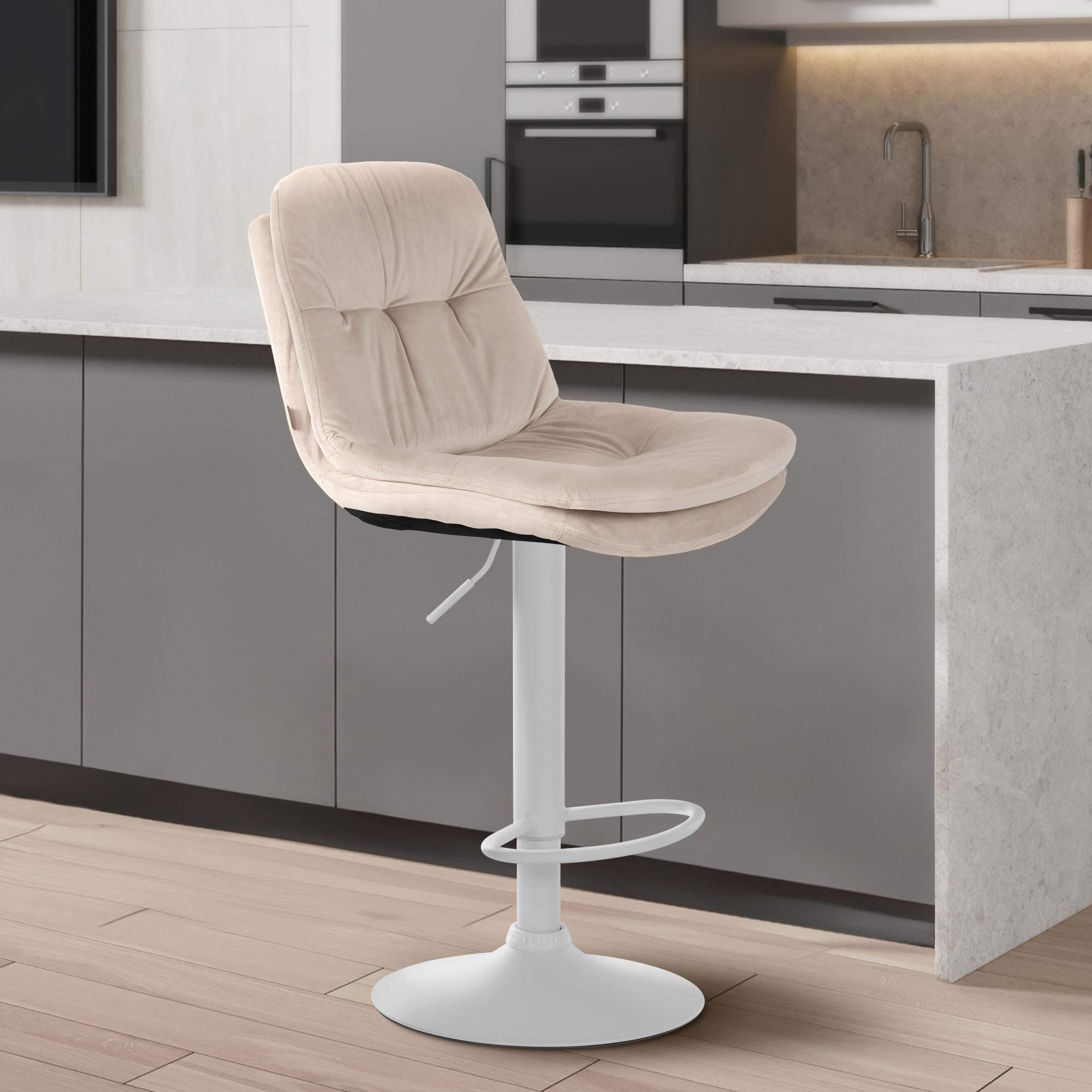 Barhocker Laurel Samt weiß, creme