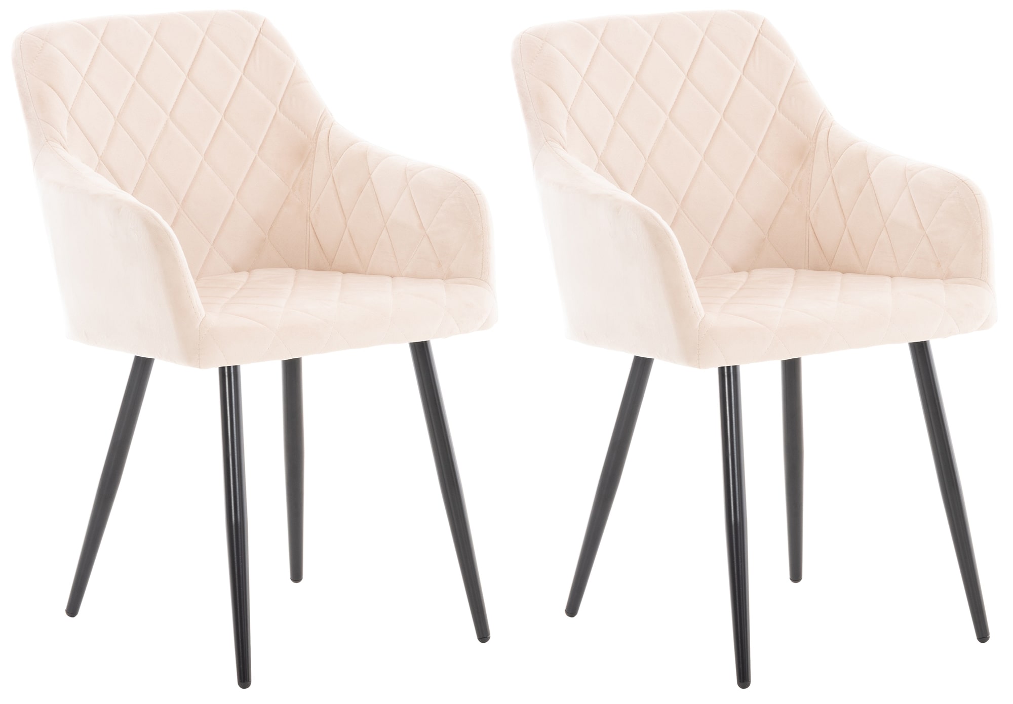 2er Set Esszimmerstuhl Shila Samt, beige