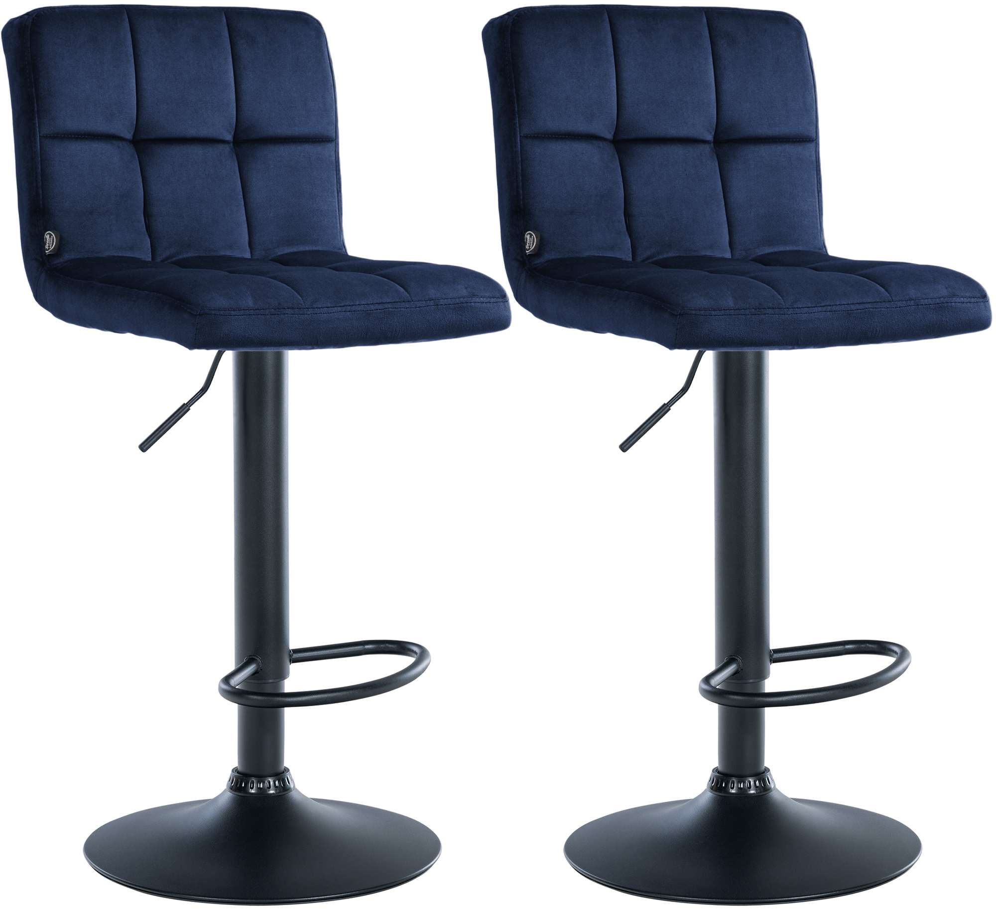 2er Set Barhocker Peru Samt schwarz, blau