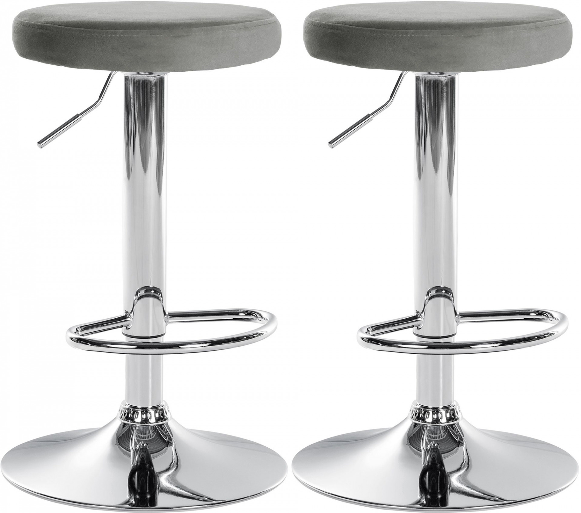 2er Set Barhocker Ponte Samt chrom, grau