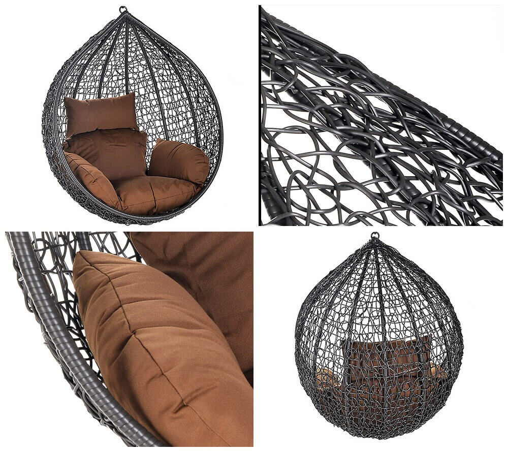 Polyrattan Hängesessel CIELO - Grau/Braun nur Korb