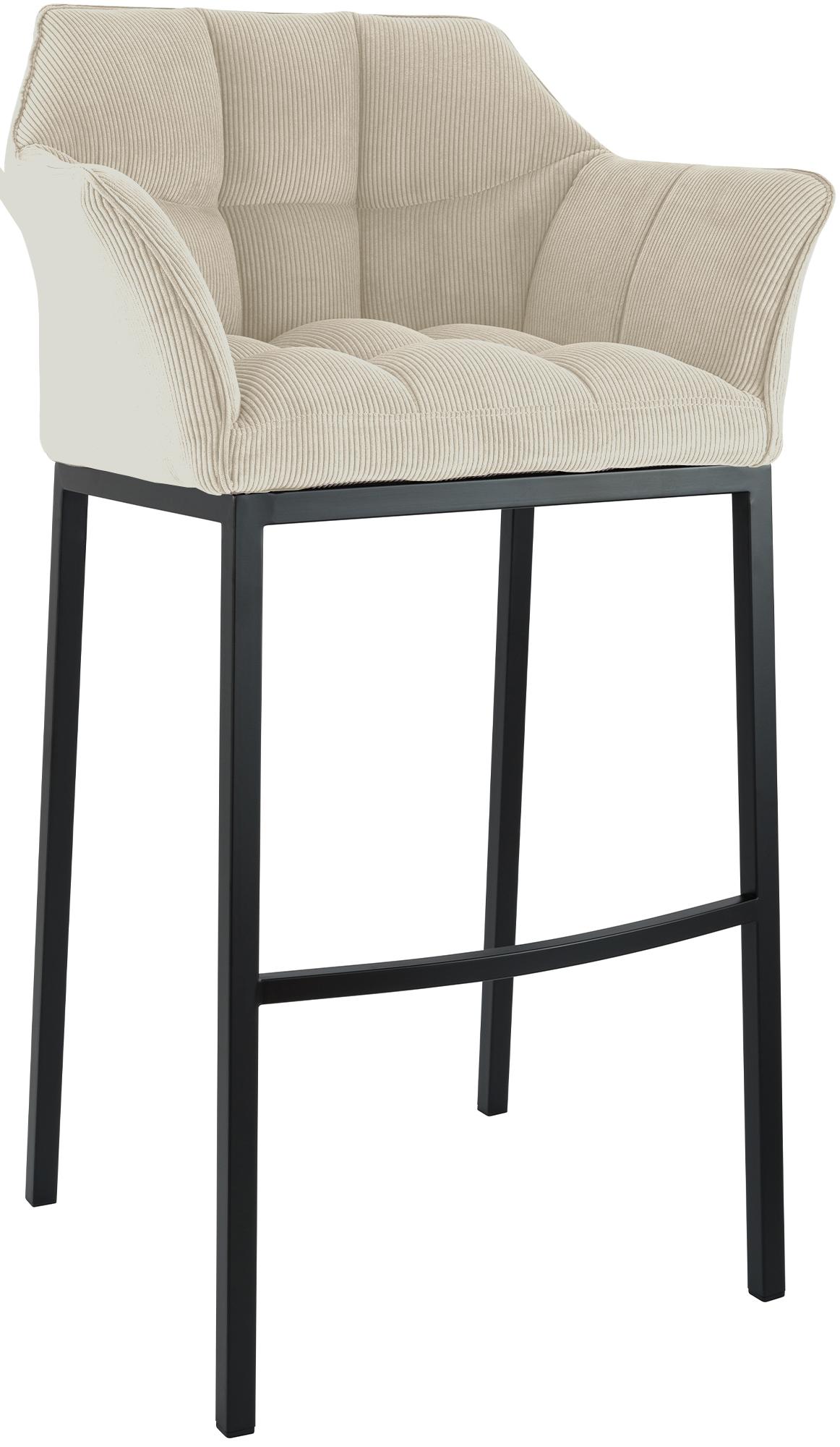 Barhocker Damaso B Cord mit 4-Fuß Gestell, creme