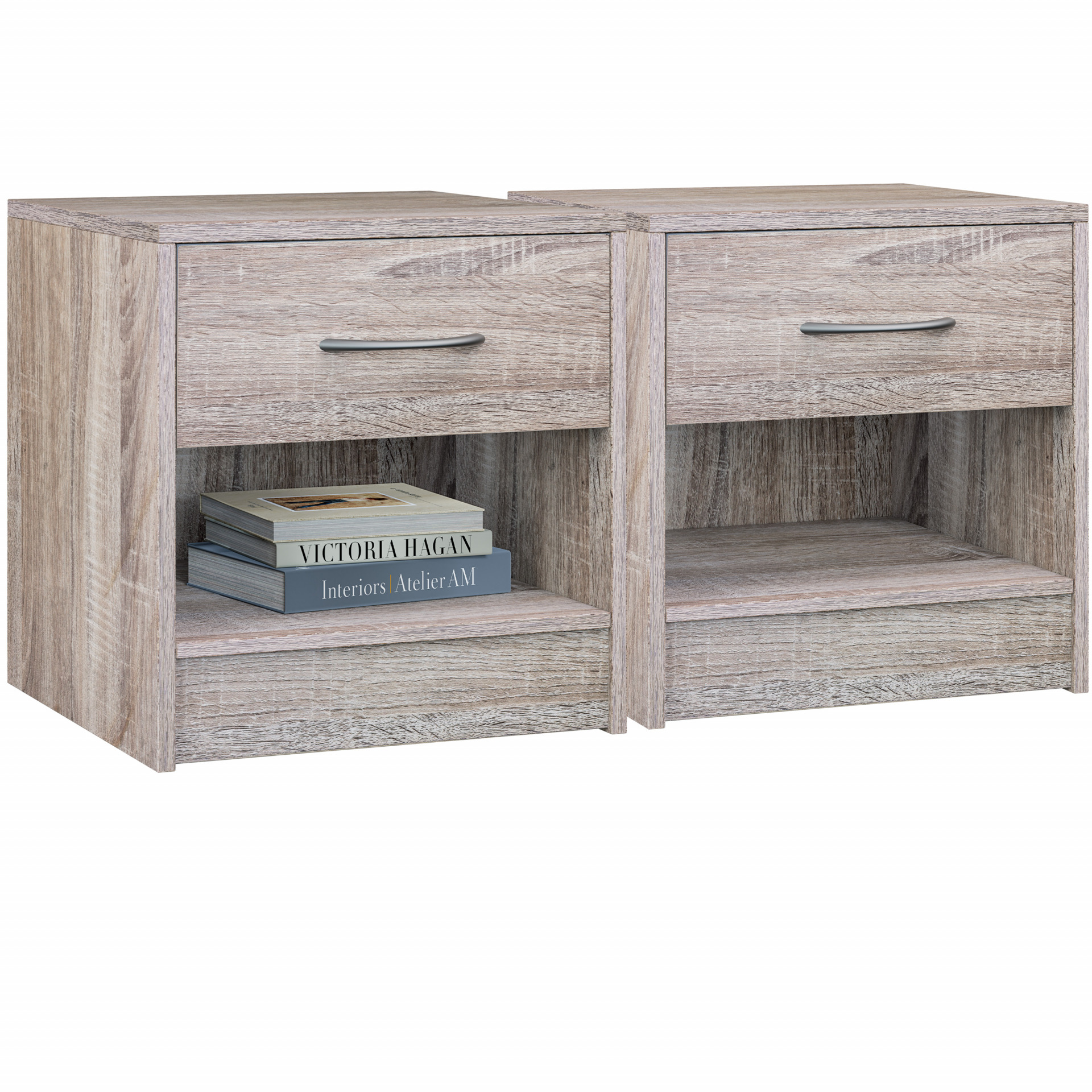 Nachttisch Kiel 2er-Set Eiche 41x39x28cm