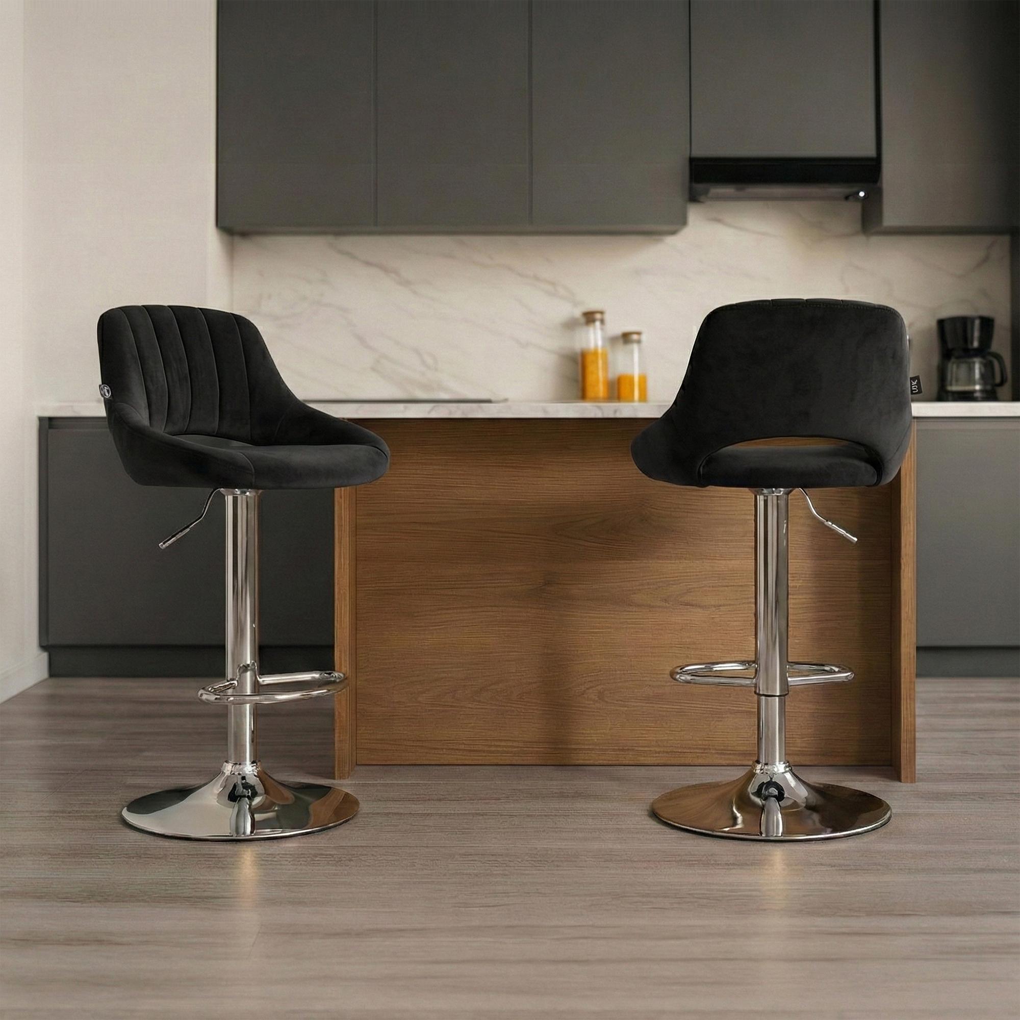 2er Set Barhocker Milet Samt C, schwarz
