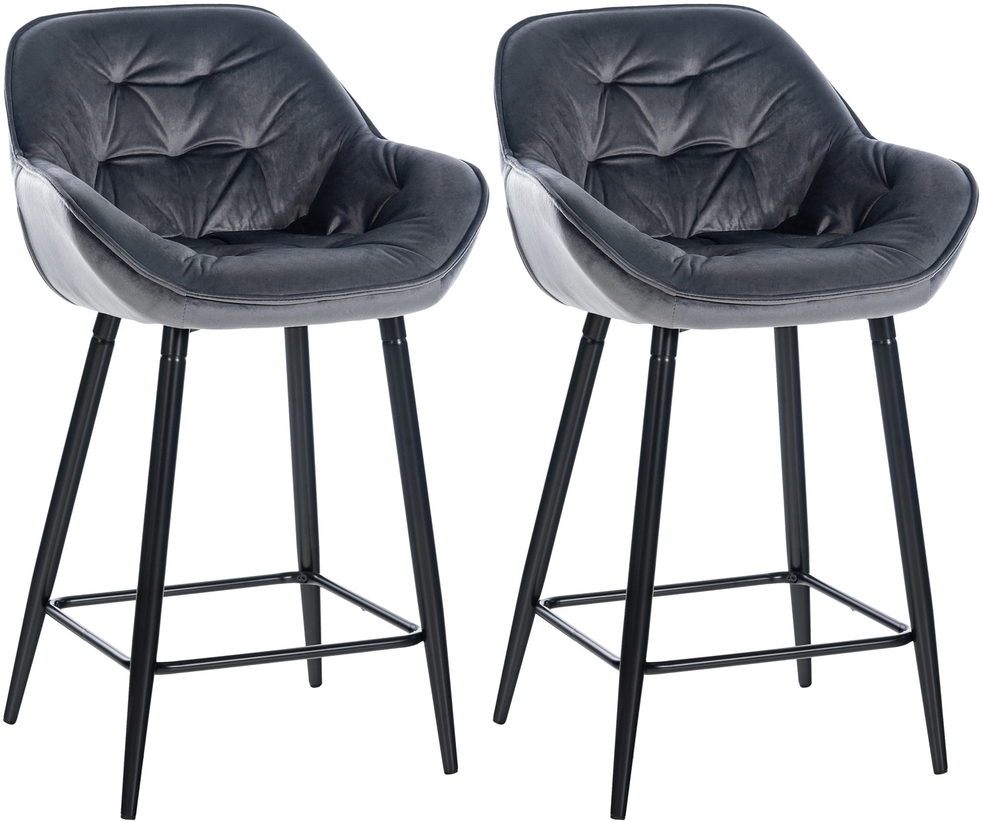 2er Set Barhocker Gibson 76 Samt, dunkelgrau