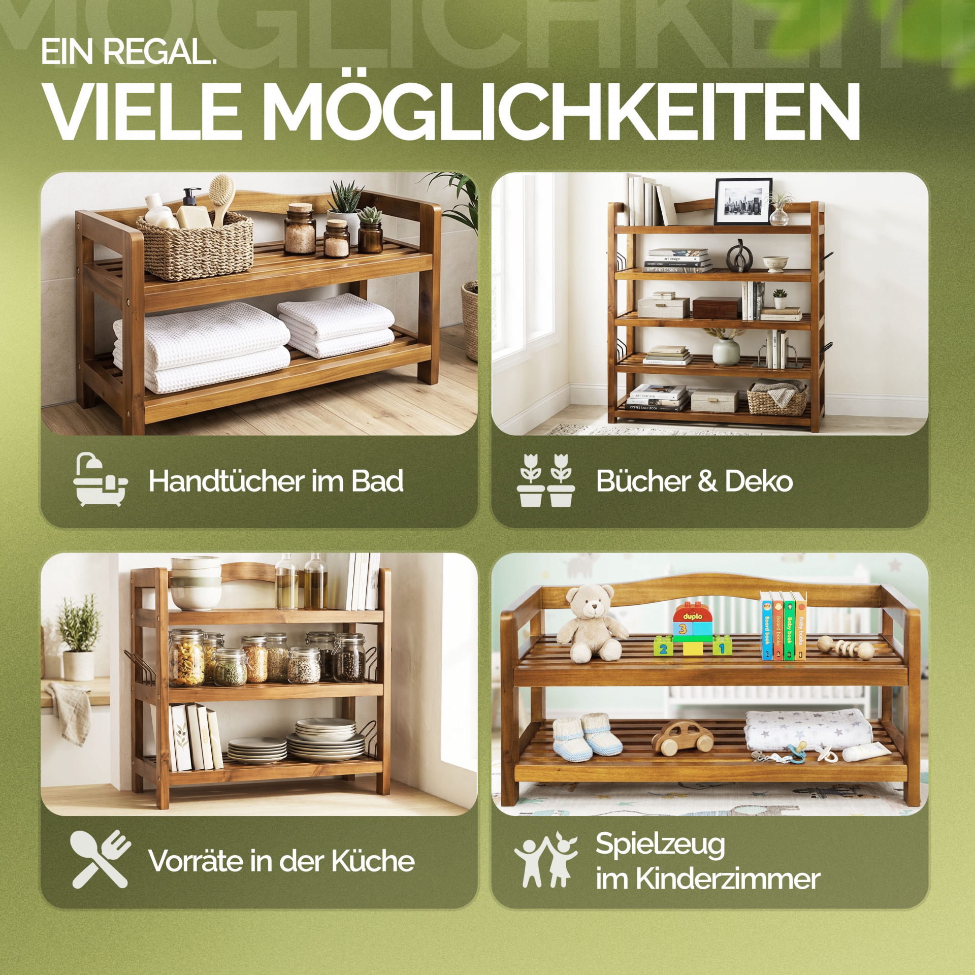 Schuhregal Akazienholz 95x26x82cm