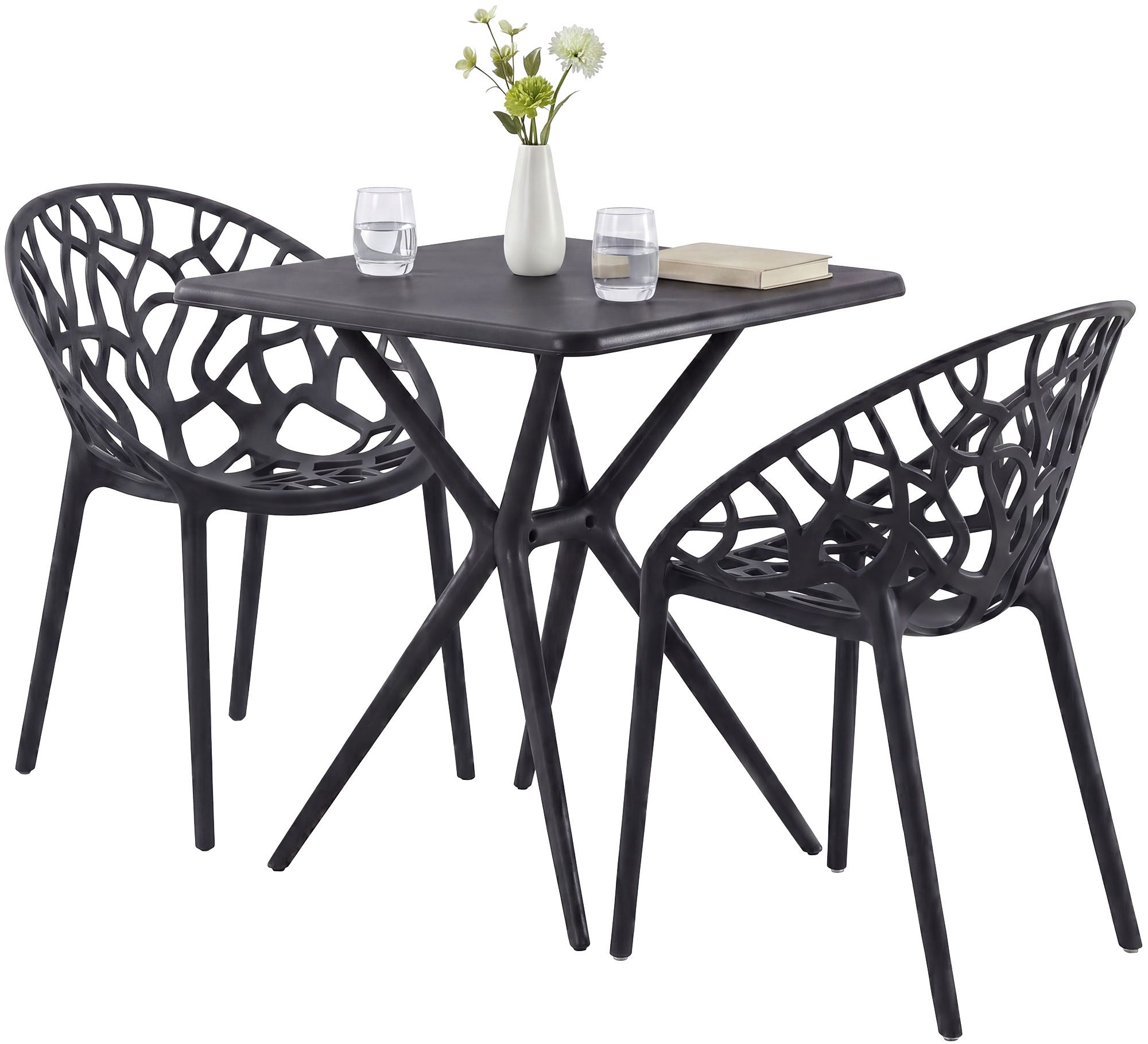 Gartenmöbel-Set Lumera mit 2 Stühlen, schwarz