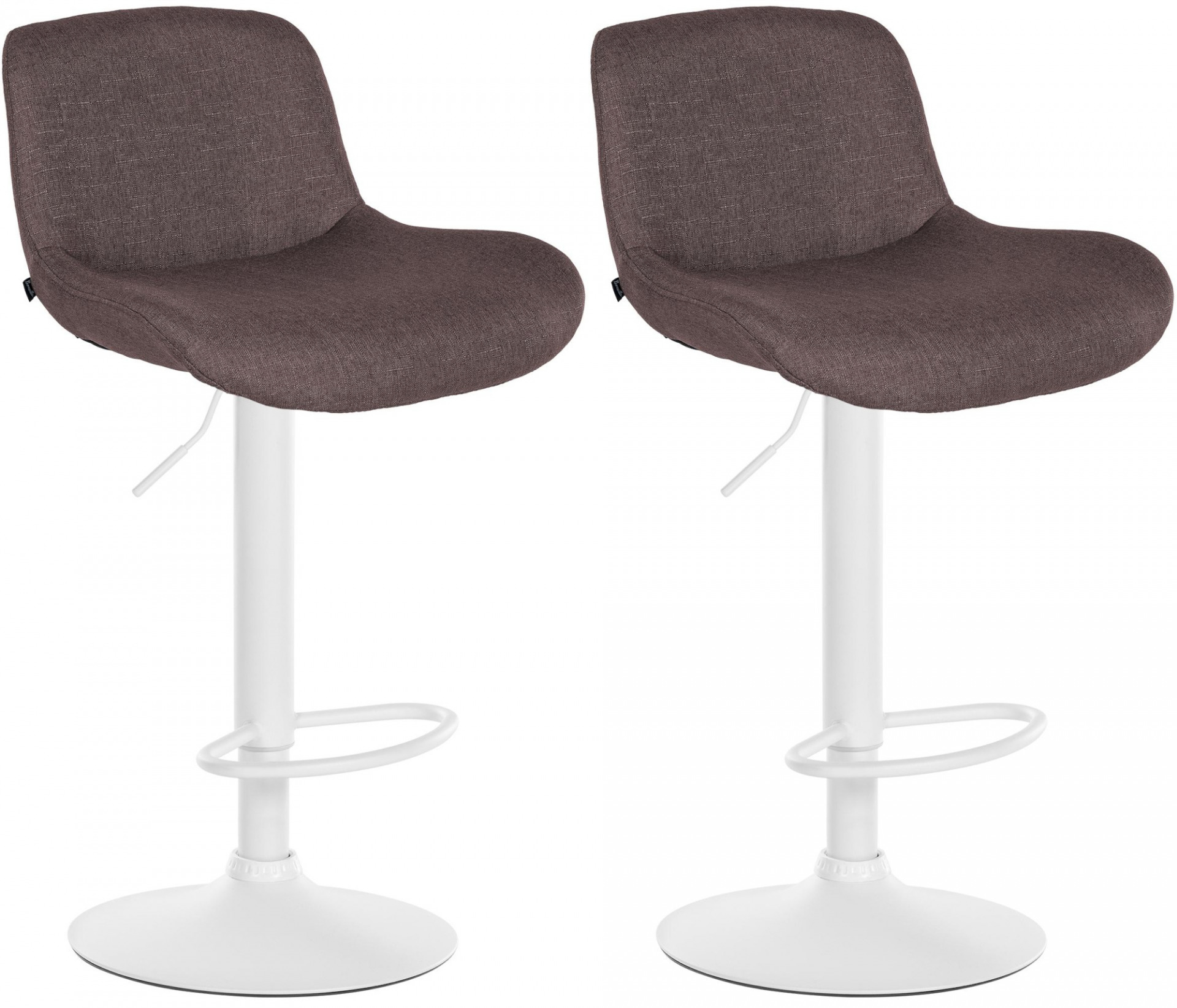 2er Set Barhocker Solon Weiß Stoff, dunkelbraun
