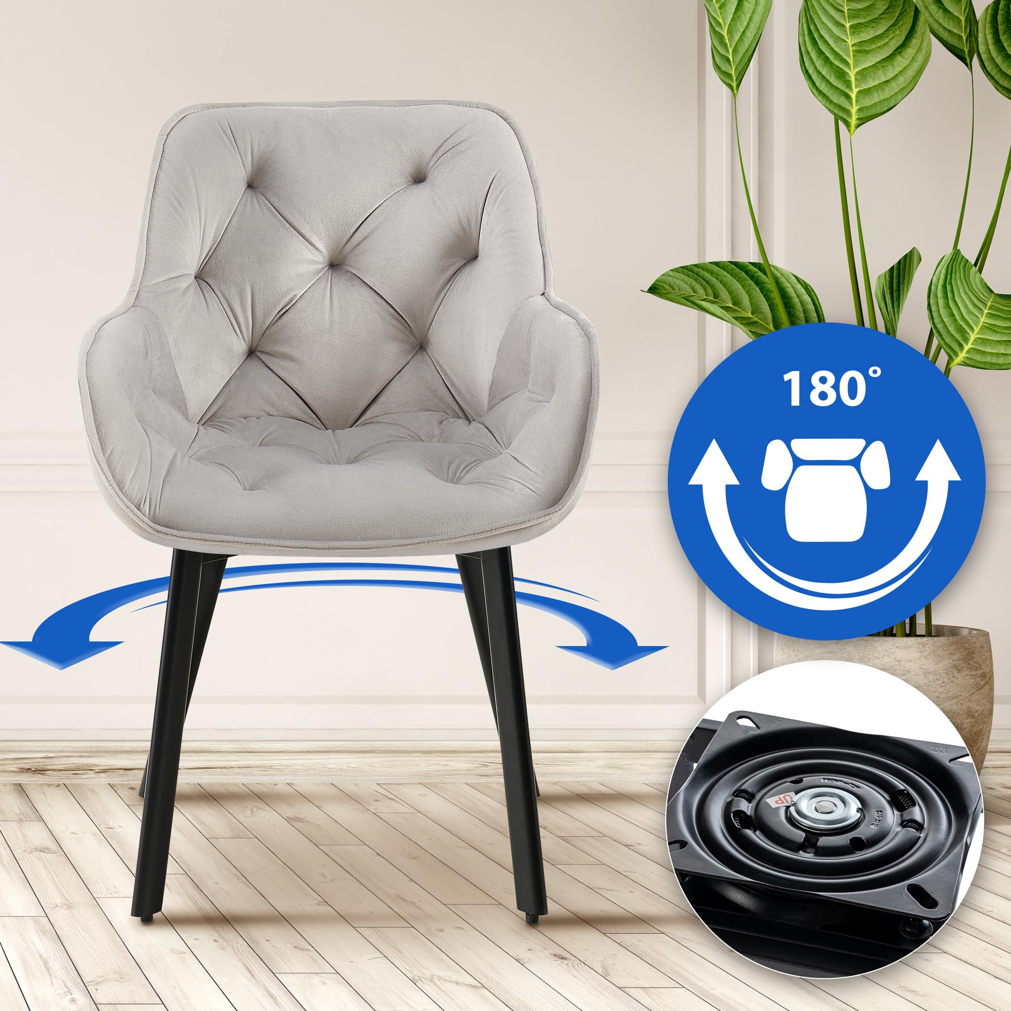 2er Set Esszimmerstuhl Antigo Samt, grau