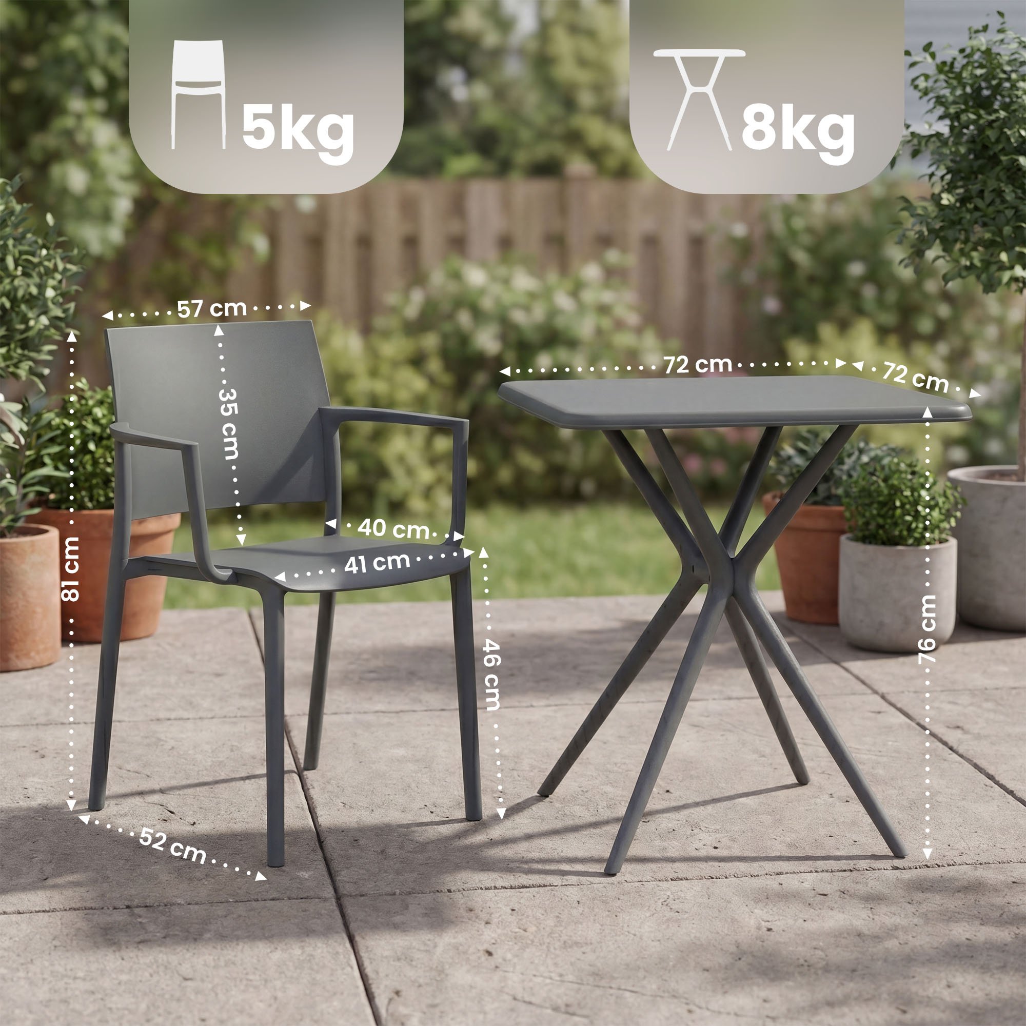 Gartenmöbel-Set Pula, dunkelgrau