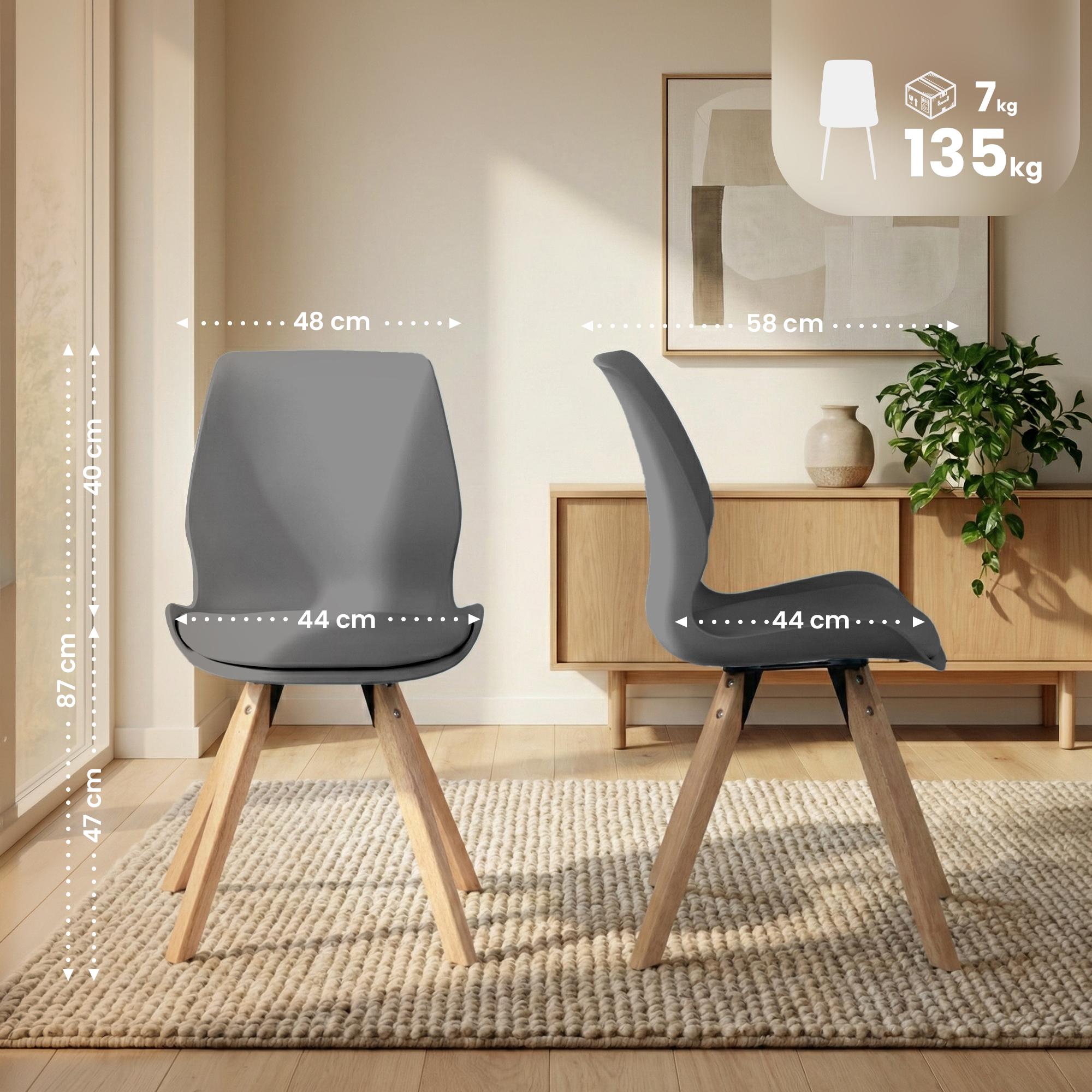 2er Set Stuhl Luna Kunststoff, grau