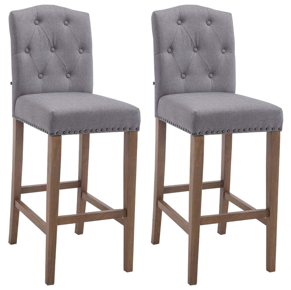 2er Set Barhocker Louise Stoff antik-hell, hellgrau