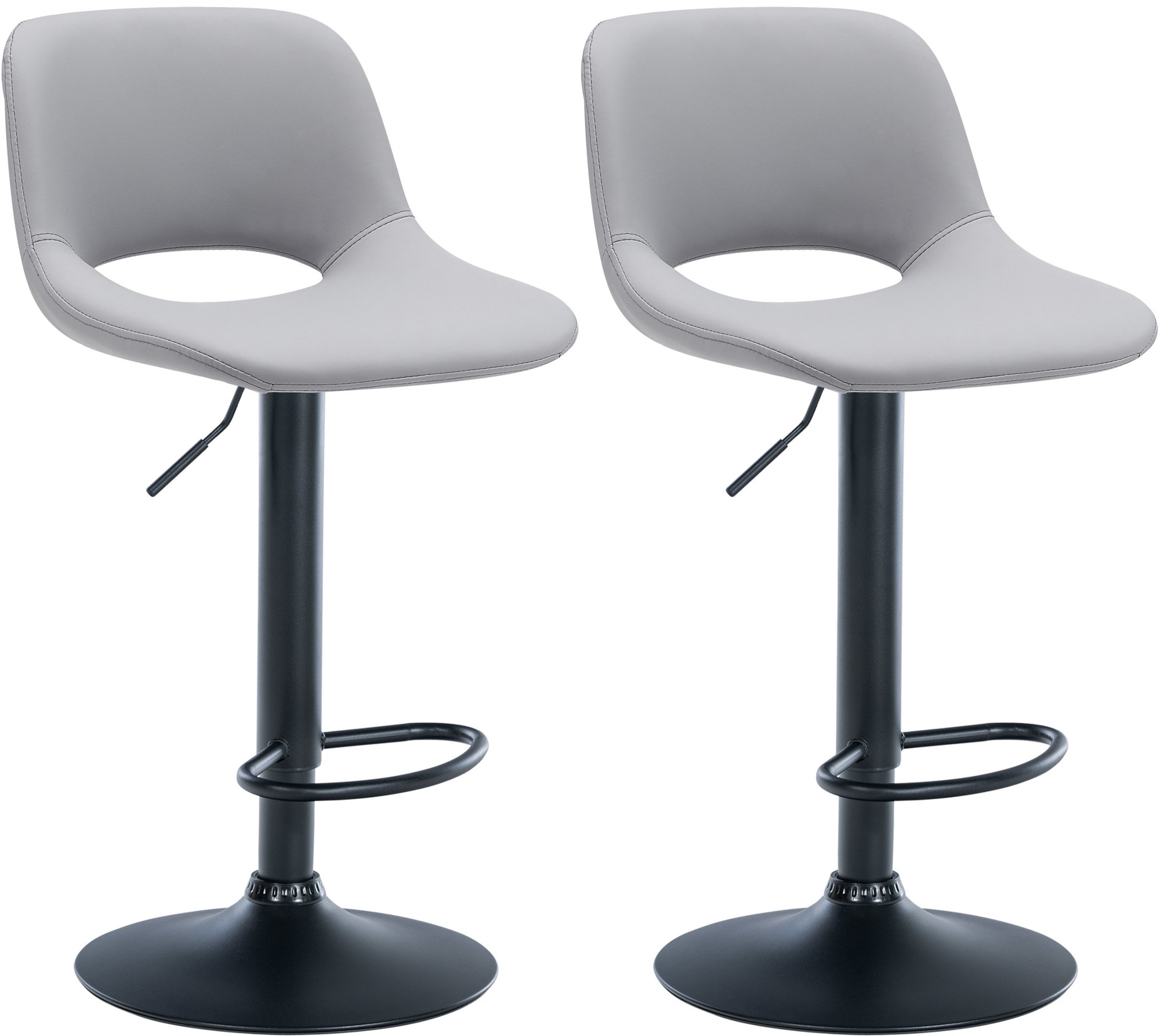 2er Set Barhocker Camden Kunstleder schwarz, grau
