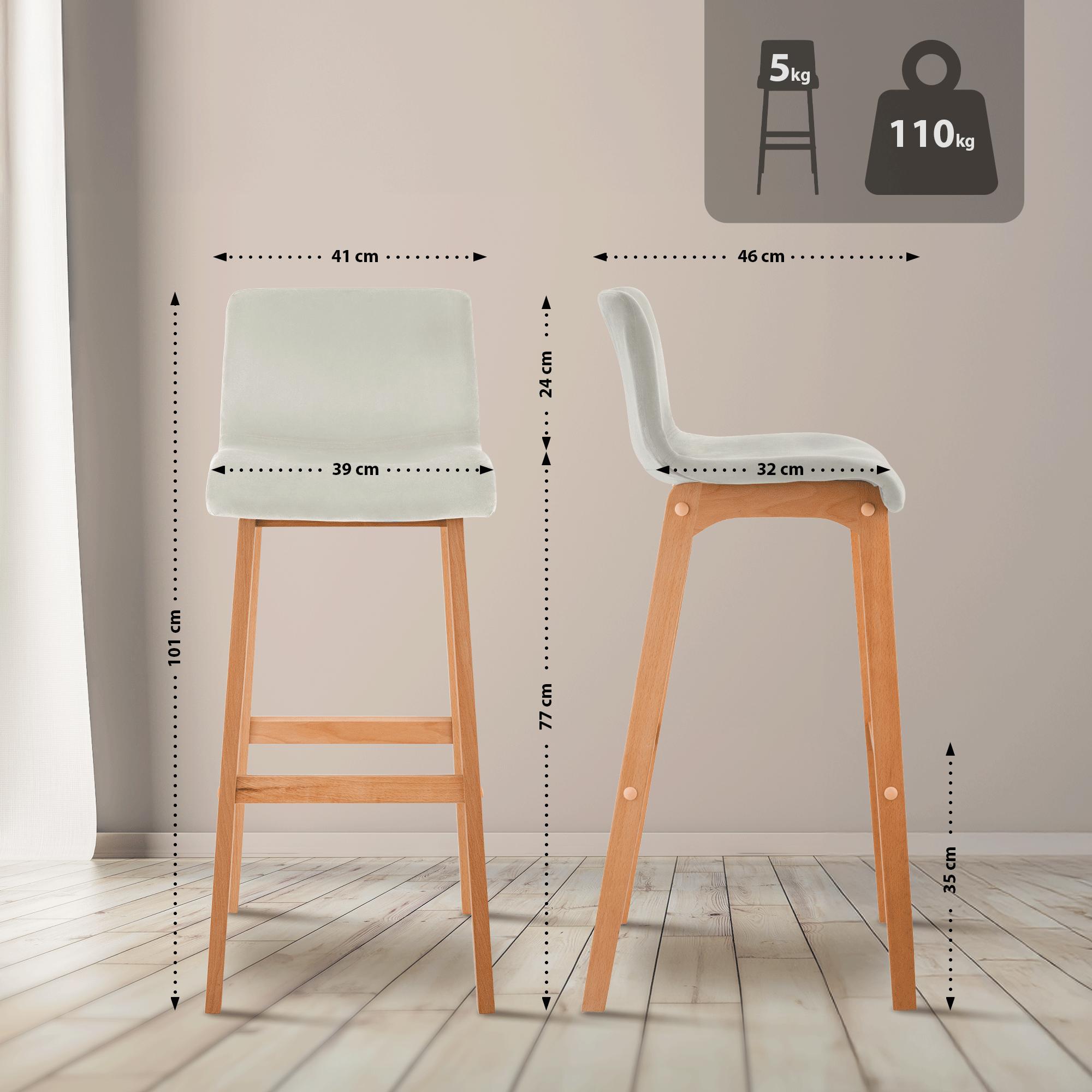 Barhocker Hoover Samt Natura, creme