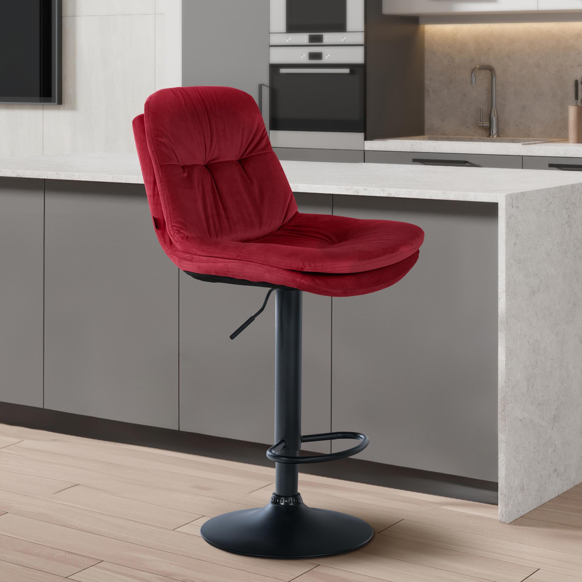 Barhocker Laurel Samt schwarz, rot