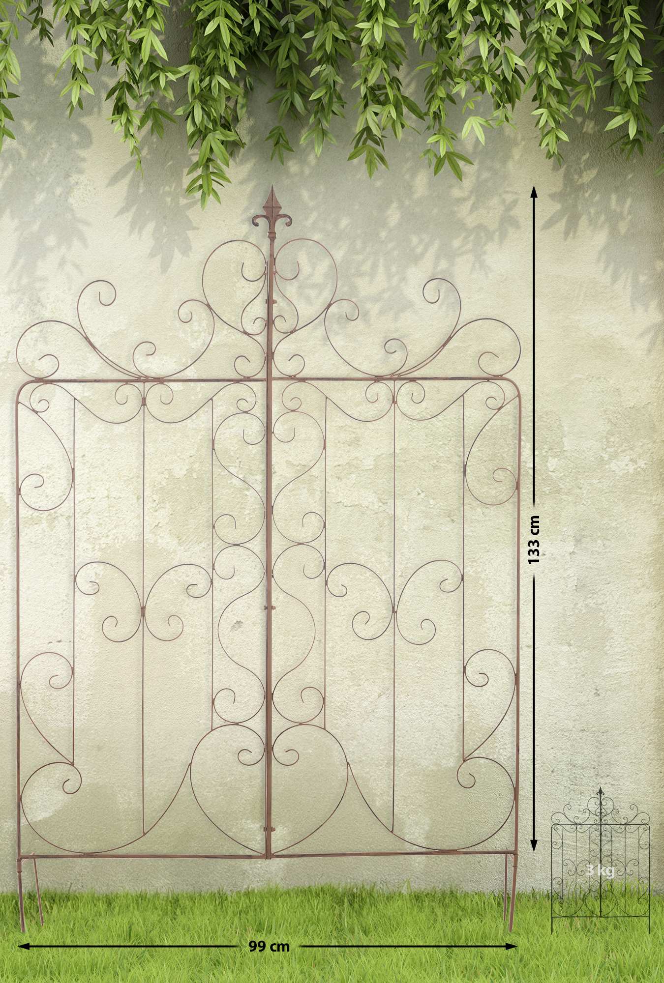 2er Set Rankgitter Mandevilla, antik braun