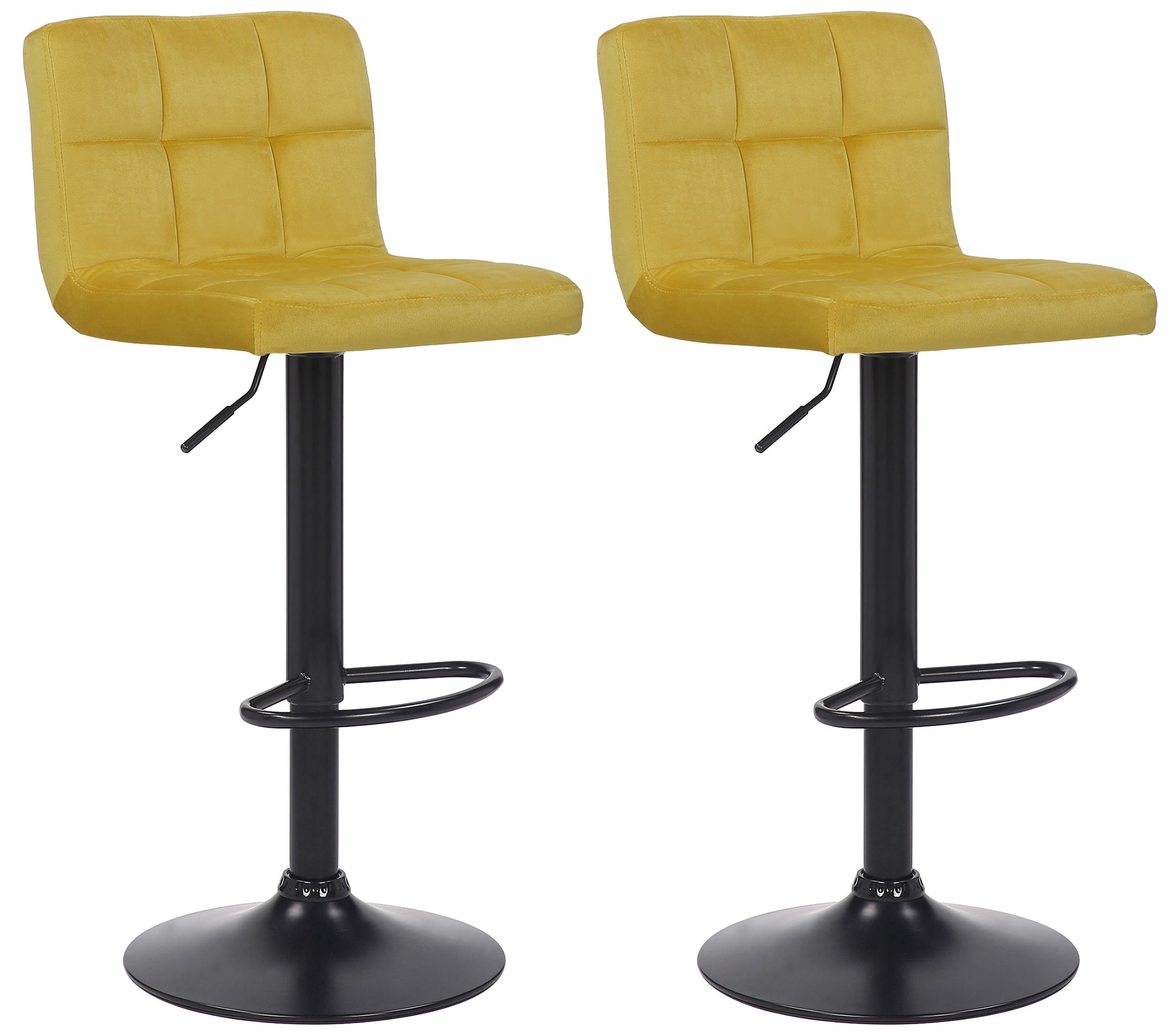 2er Set Barhocker Feni Samt, gelb