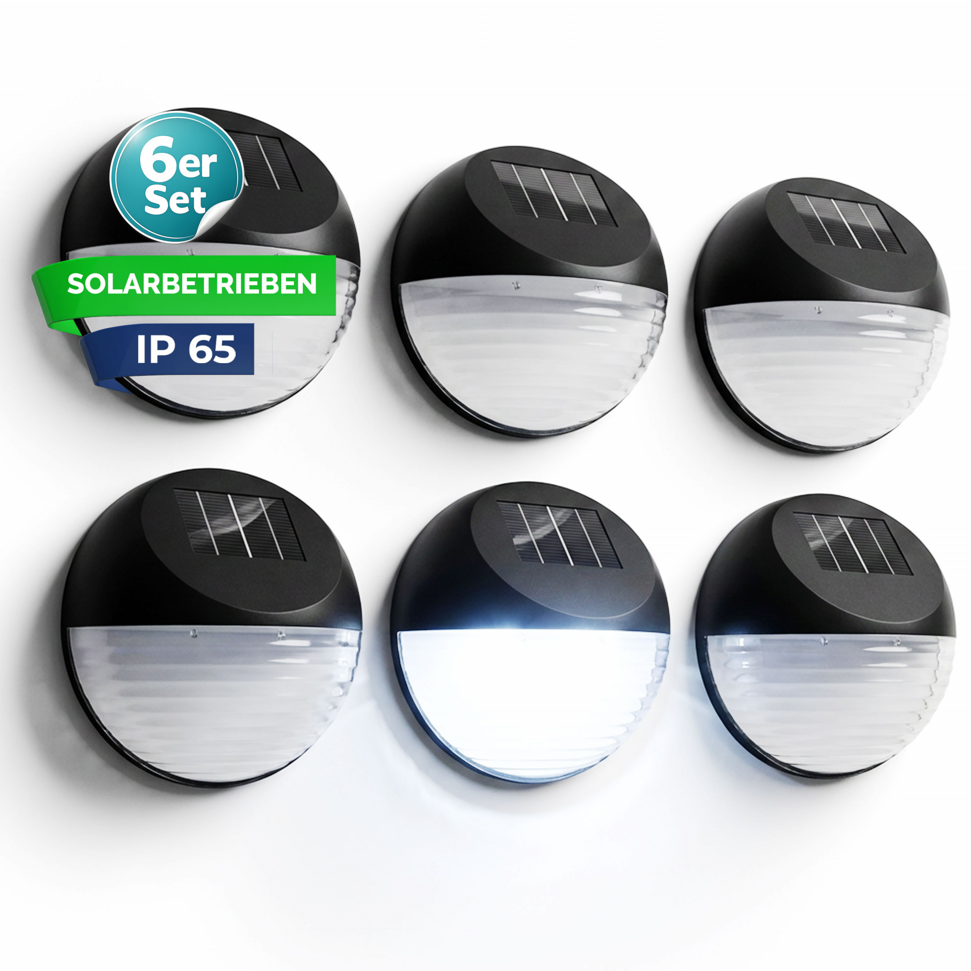 LED Solarwandleuchte 6er-Set Ø11cm