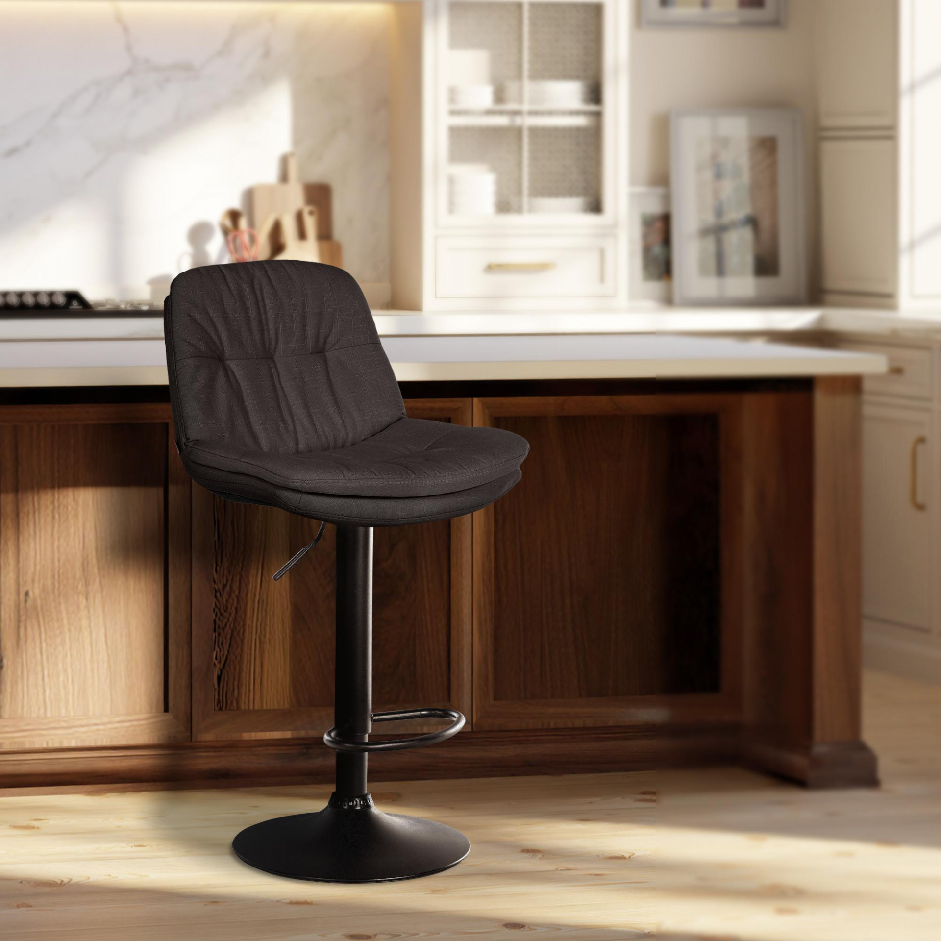 Barhocker Laurel Stoff schwarz, dunkelgrau