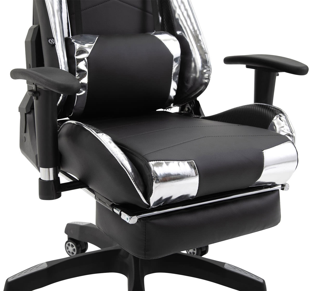 Racing Bürostuhl Turbo mit Fußablage glanz, schwarz/weiß