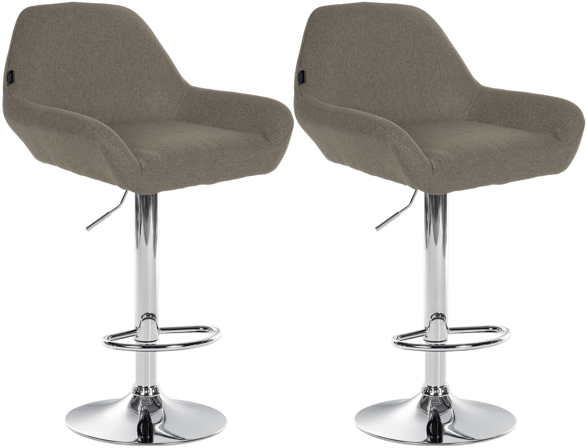 2er Set Barhocker Braga Stoff chrom, taupe