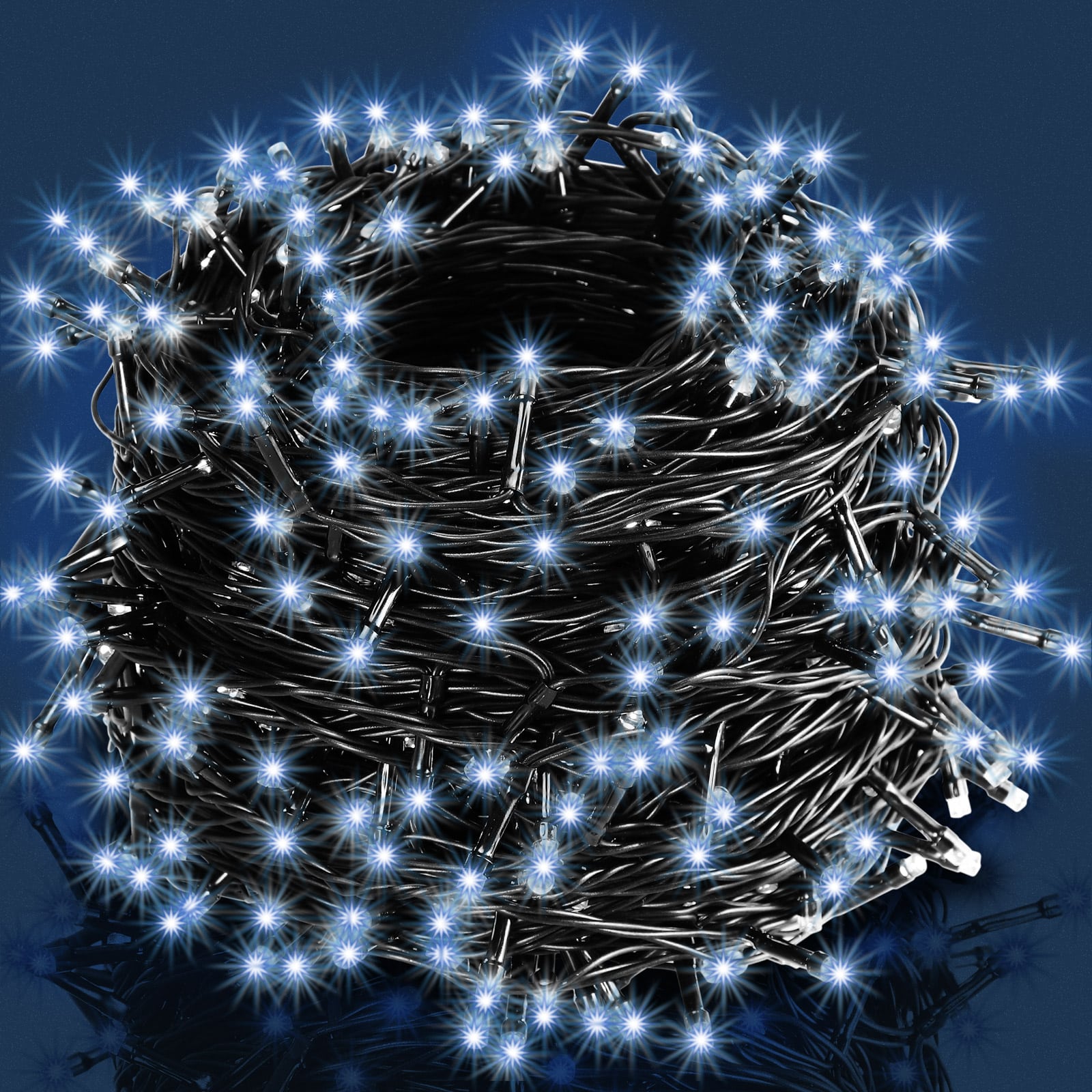 Lichterkette Weihnachten Blau 10,5m Timer