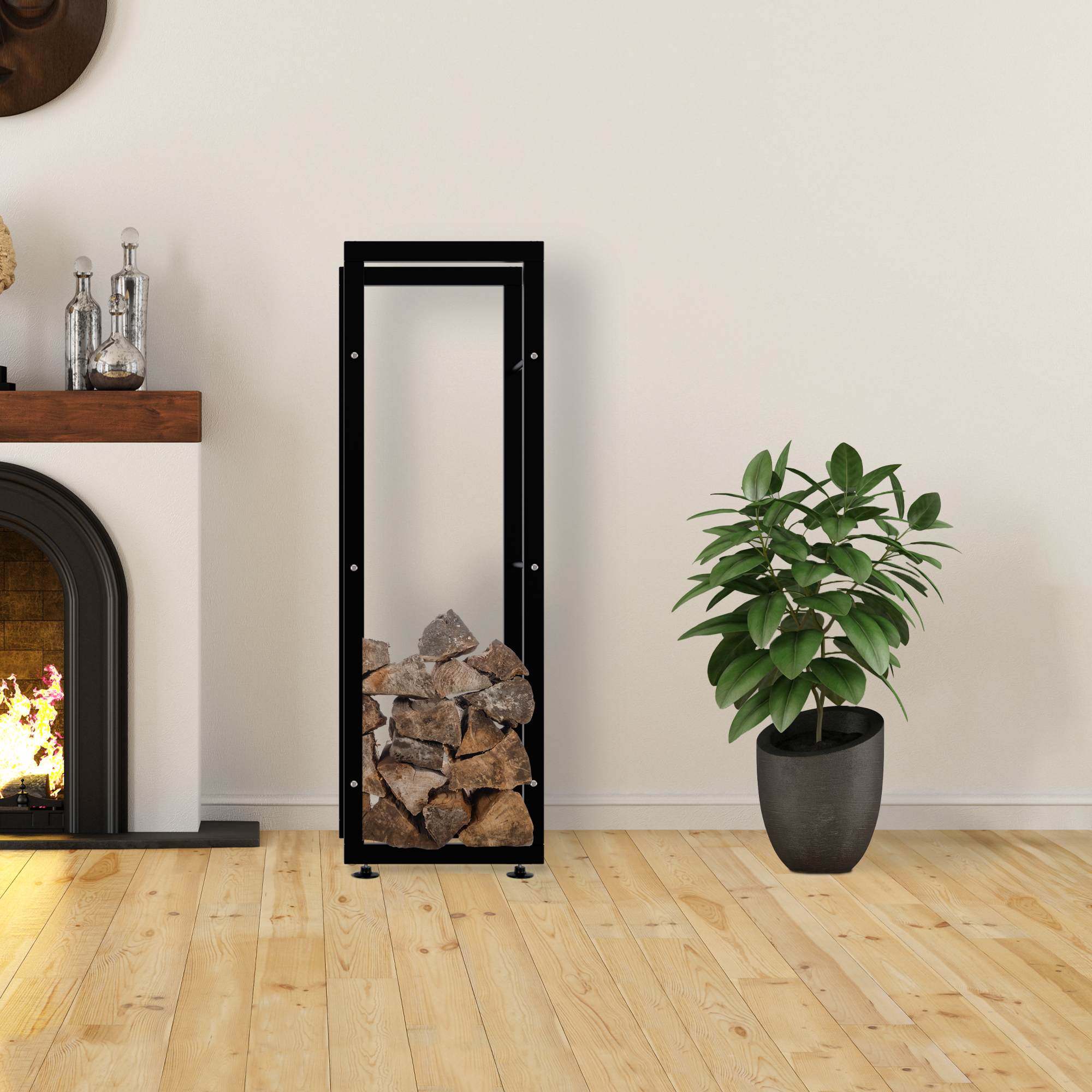 Kaminholzständer Keri V2 25x40x125, schwarz